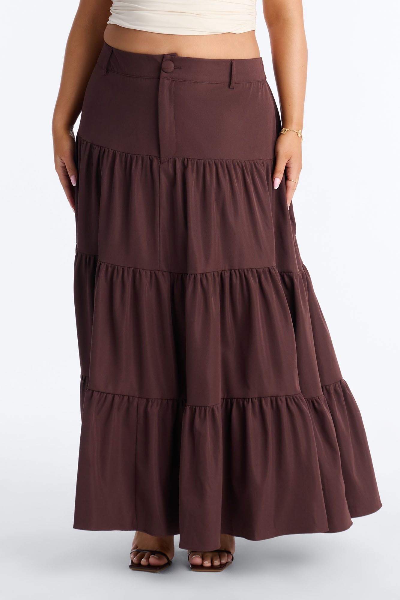 Marina Tiered Maxi Skirt - Chocolate
