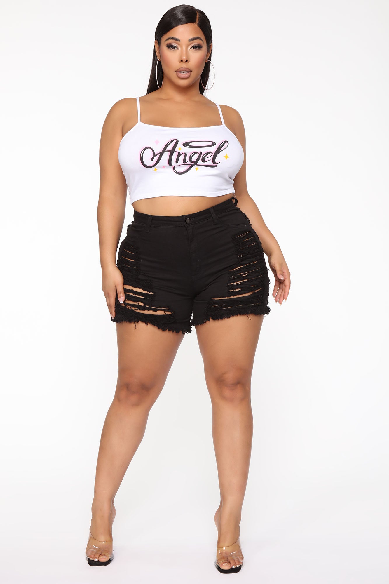 Yes Now Distressed Bermuda Shorts - Black