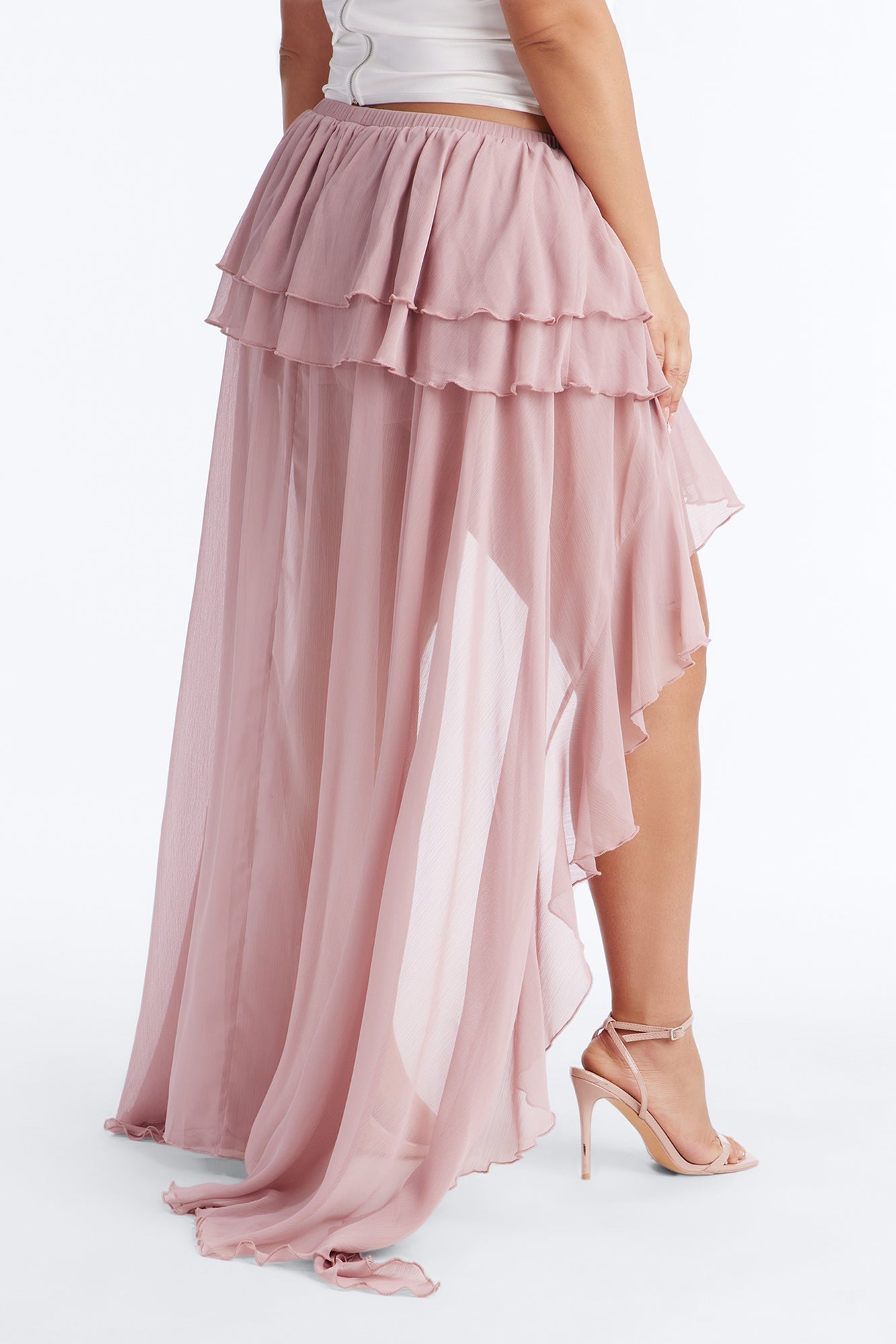 Serene Escape Tiered High Low Mini Skort - Mauve