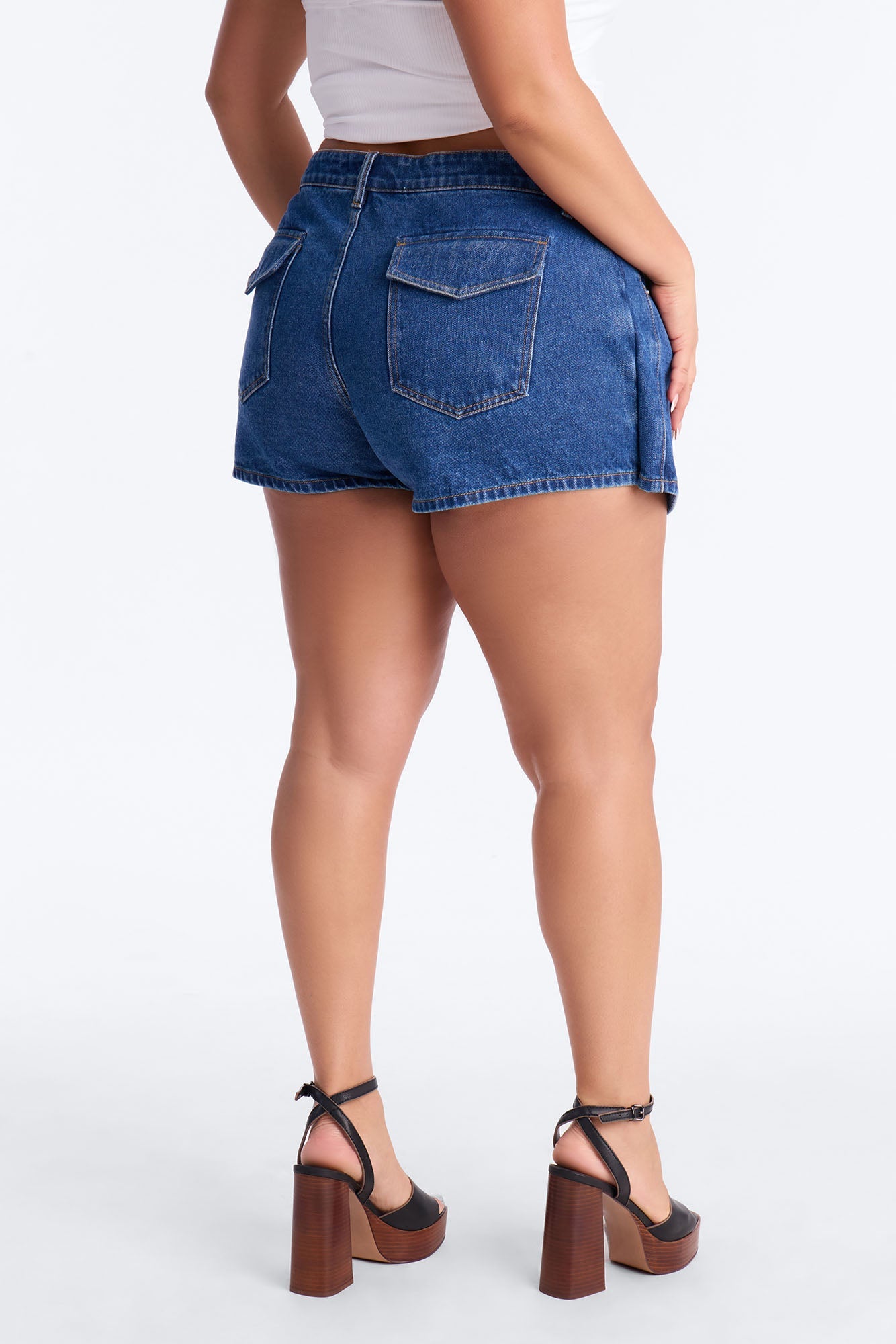 Dakota Lace Up Denim Micro Mini Skort - Dark Wash