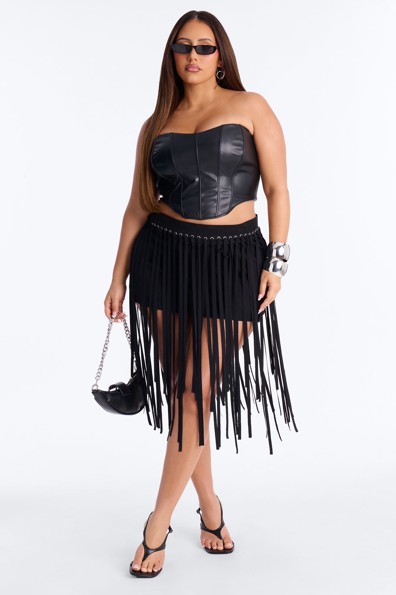Indio Nights Fringe Skort - Black