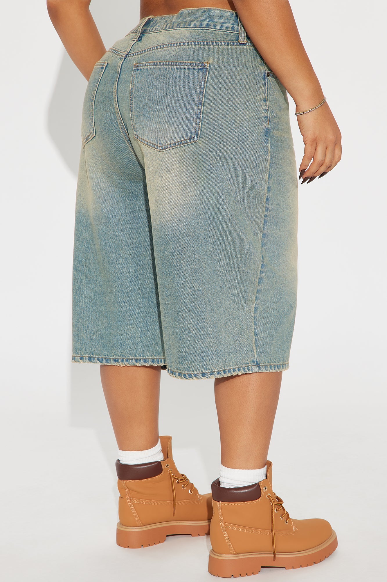 Take Whats Mine Crossover Denim Jorts - Vintage Wash
