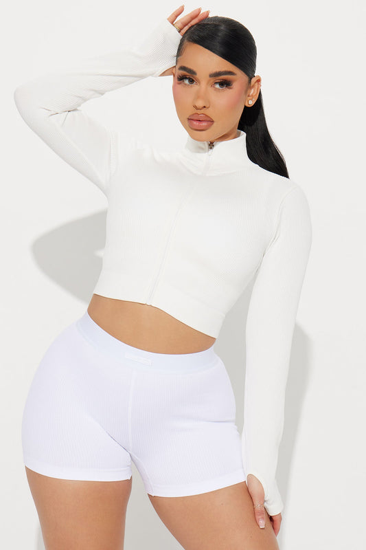 Effortless Ribbed Jacket - White
