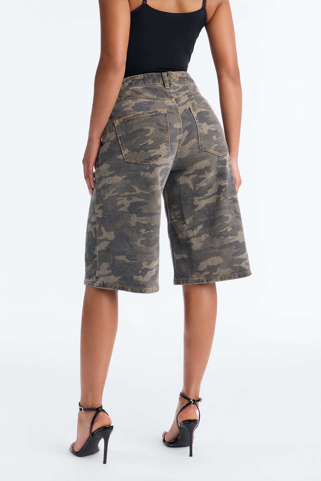Such A Trooper Camo Denim Jorts - Olive