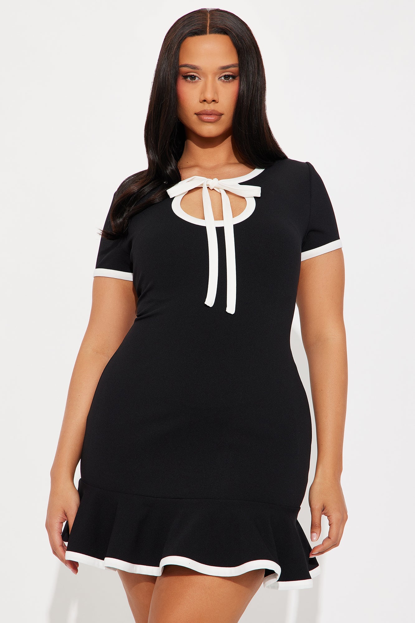 Set The Bar Short Sleeve Mini Dress - Black