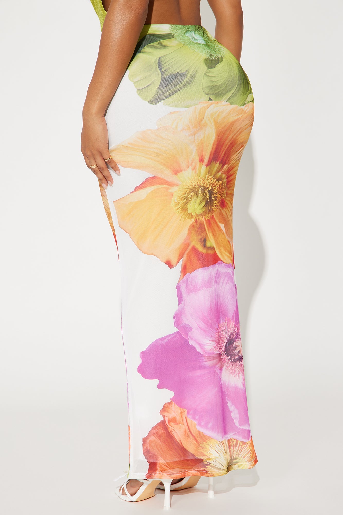 Take A Breath Mesh Maxi Skirt - White/combo