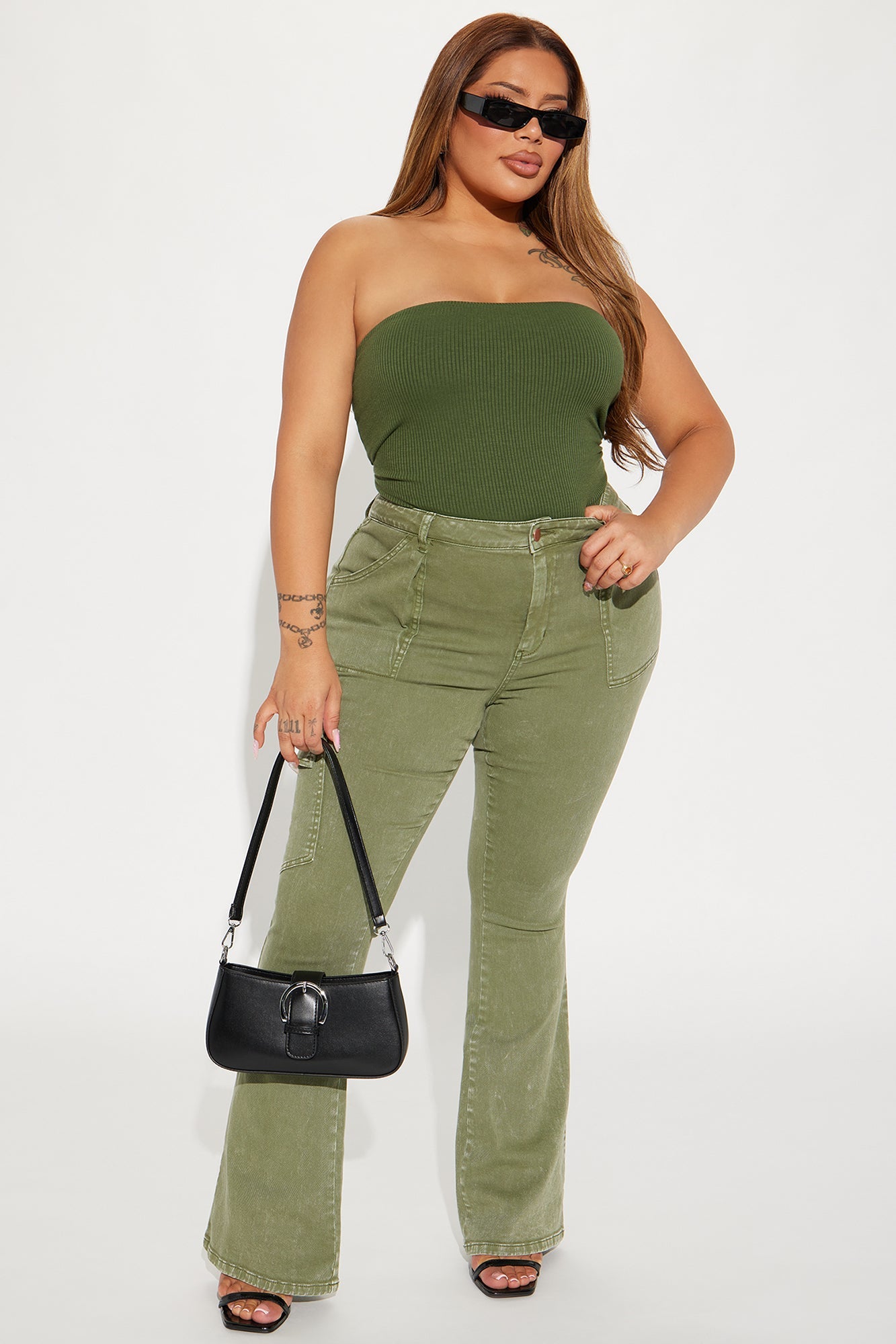 Demi Double Lined Tube Bodysuit - Olive