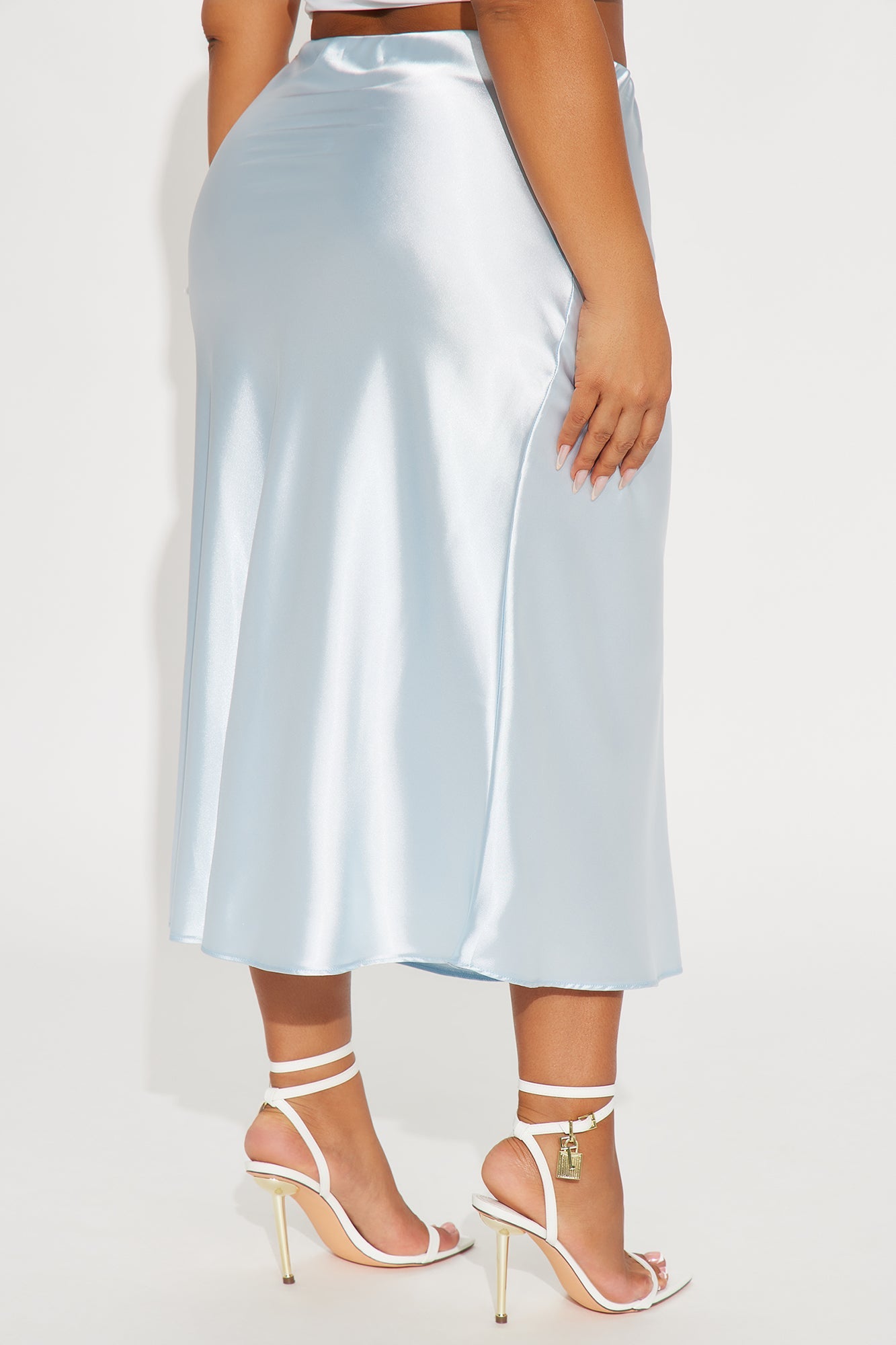 Finer Things Satin Midi Skirt - Blue