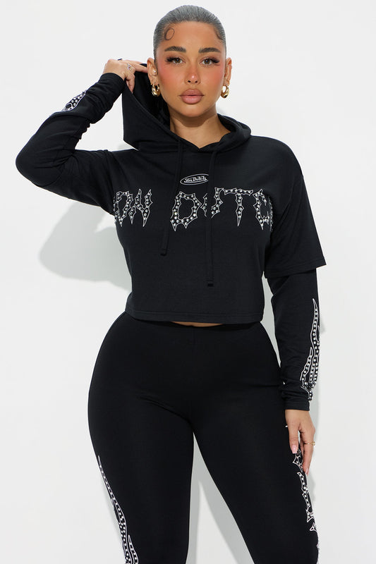 Von Dutch Fire Racer Layered Hoodie - Black