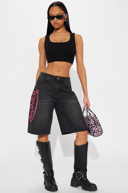 Von Dutch Eyeball Denim Jorts - Black Wash
