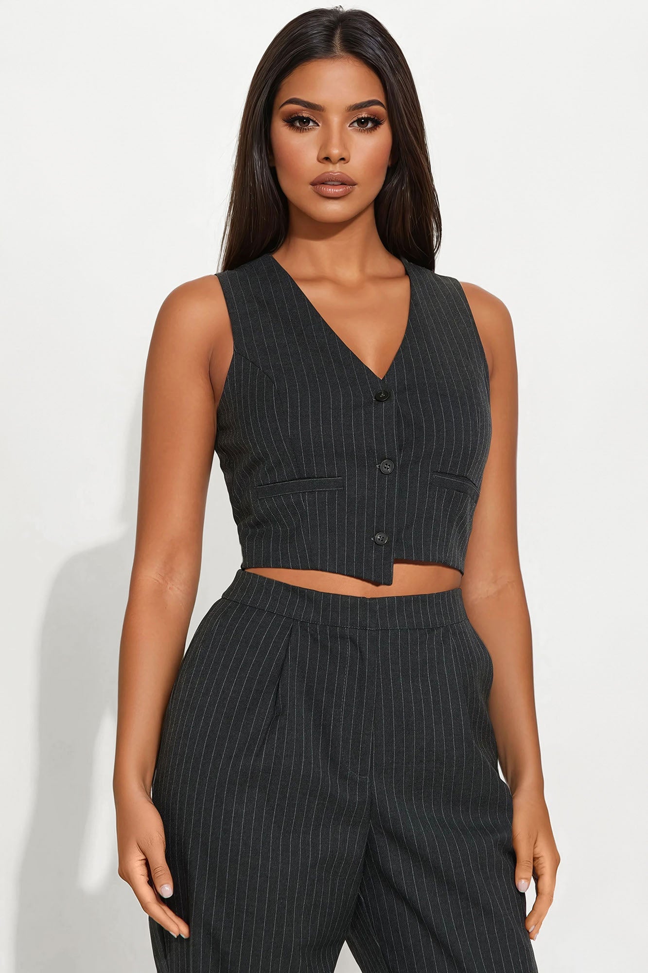 Giselle Vest Jumpsuit - Dark Grey
