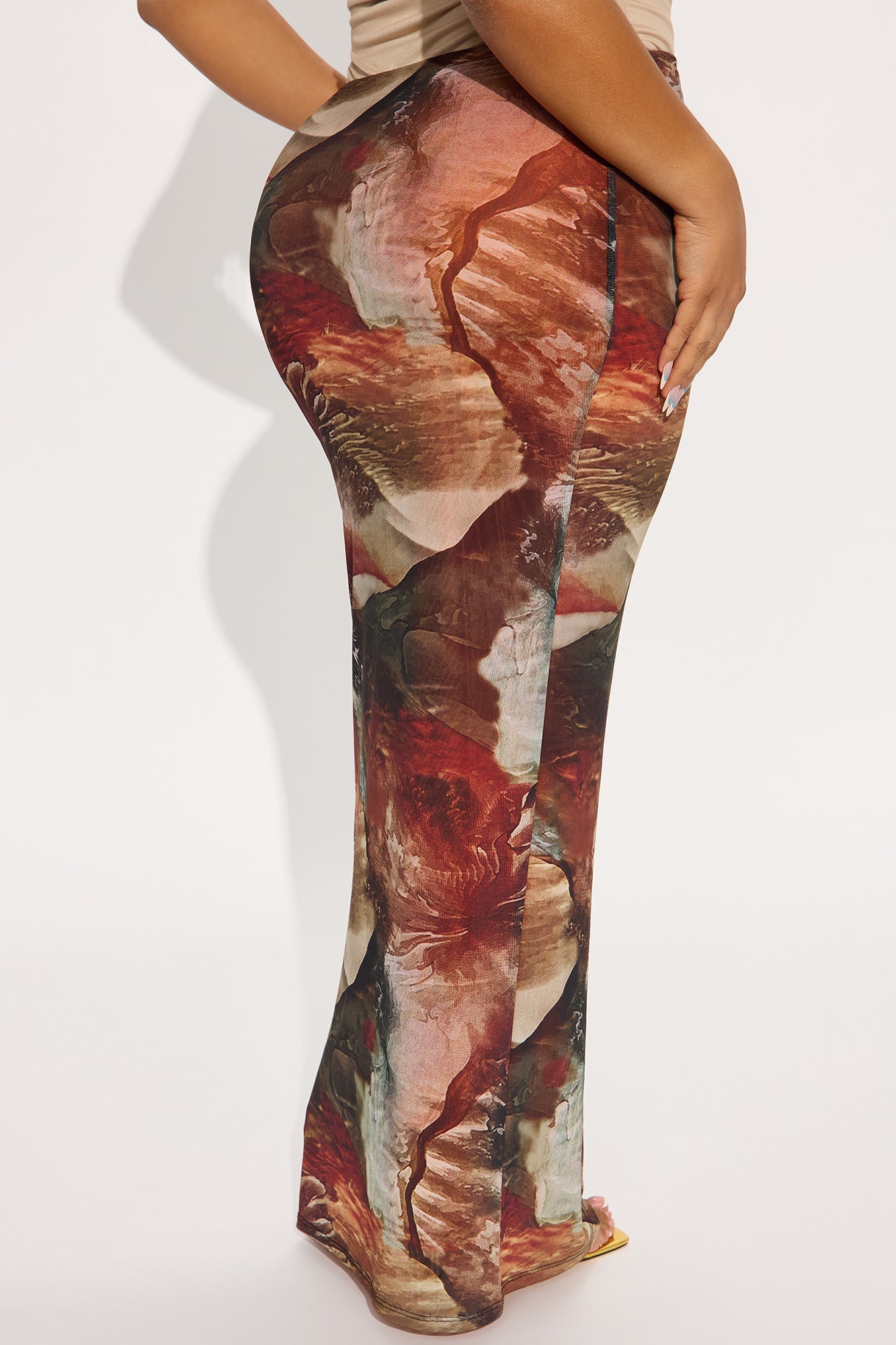 Desert Vibe Mesh Maxi Skirt - Brown/combo