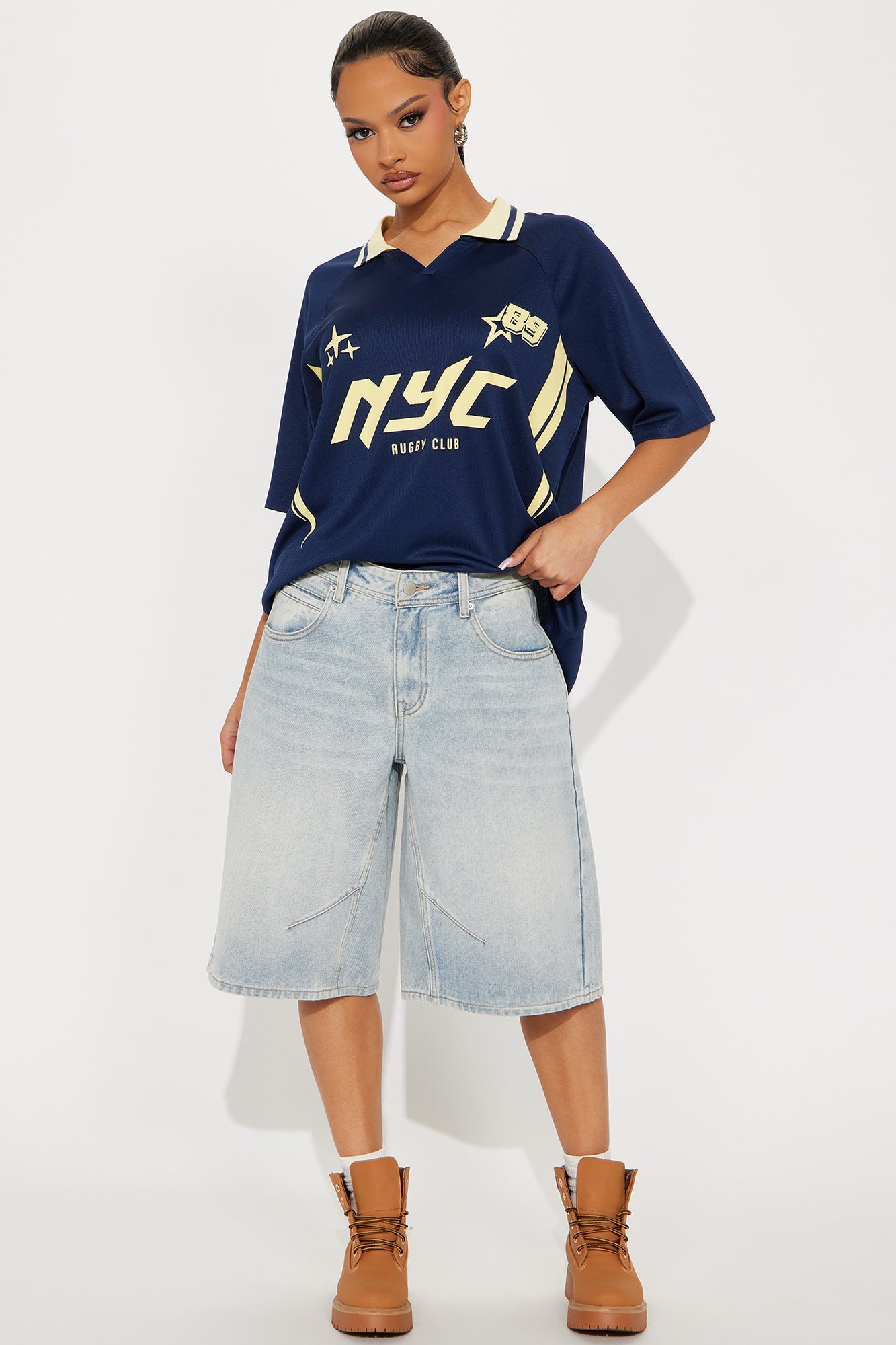 Leonie Non Stretch Denim Jorts - Light Wash