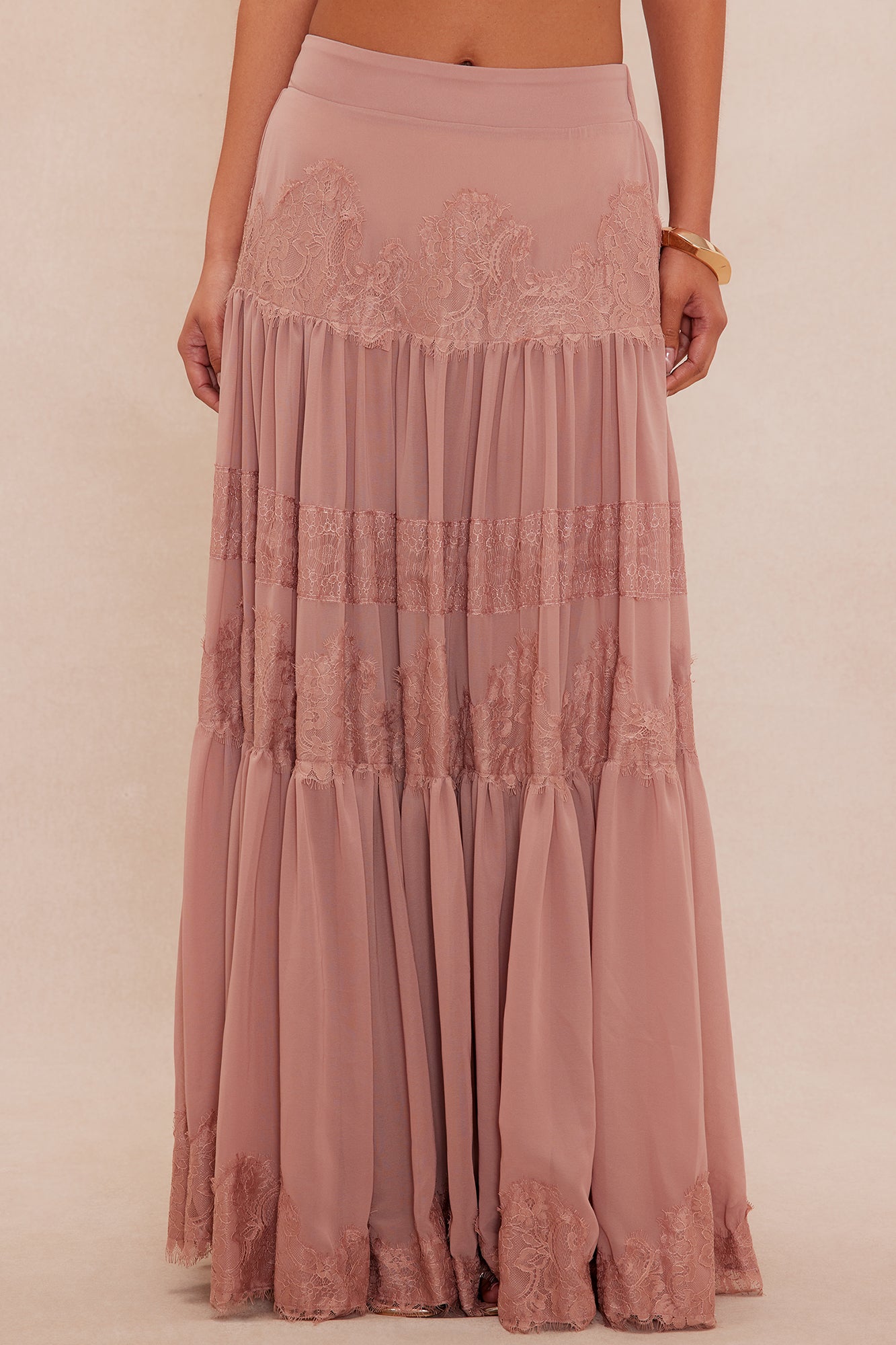 Odette Lace Maxi Skirt - Mocha