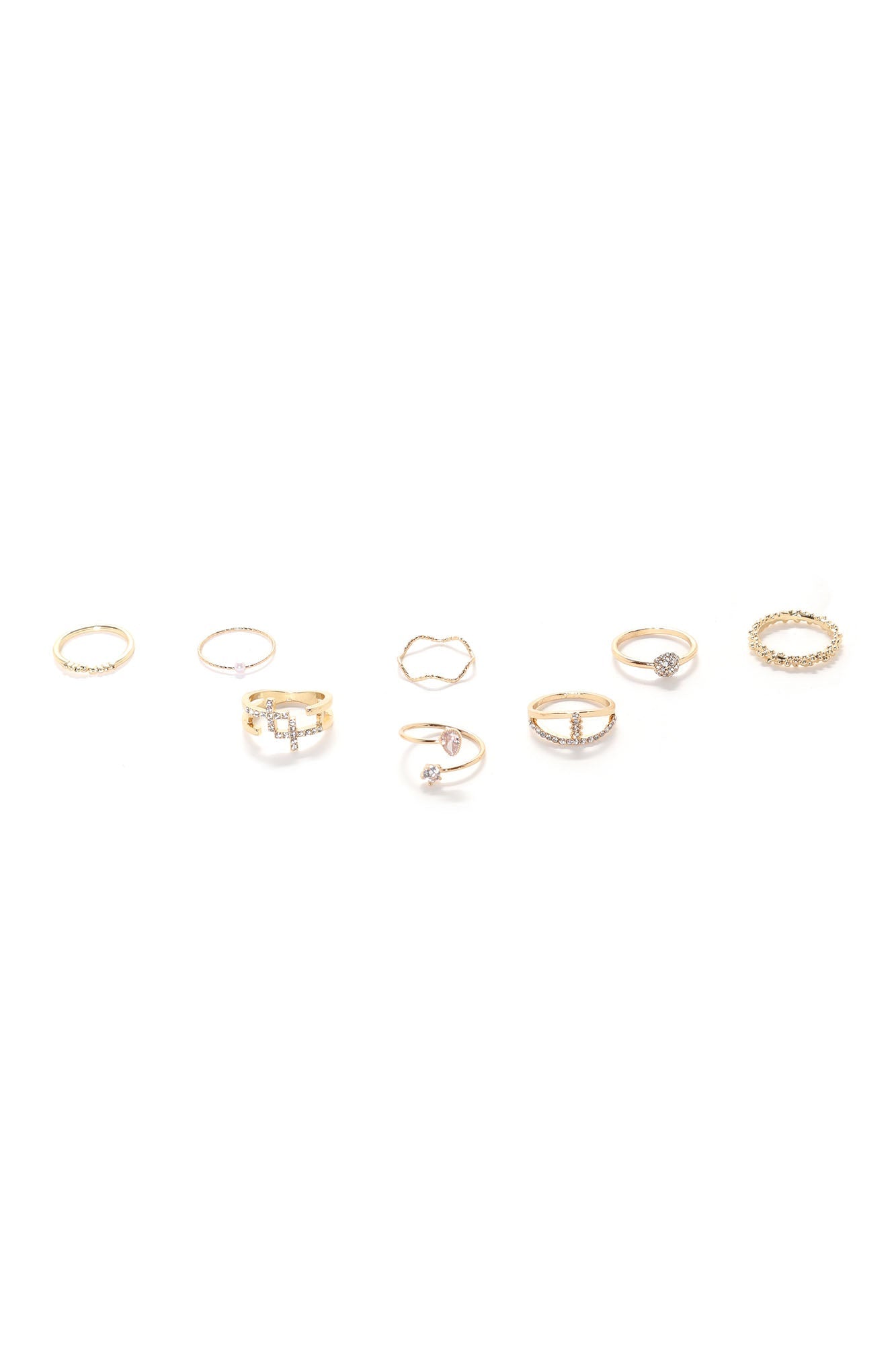 Simply Beautiful 9 Piece Ring Set - Gold