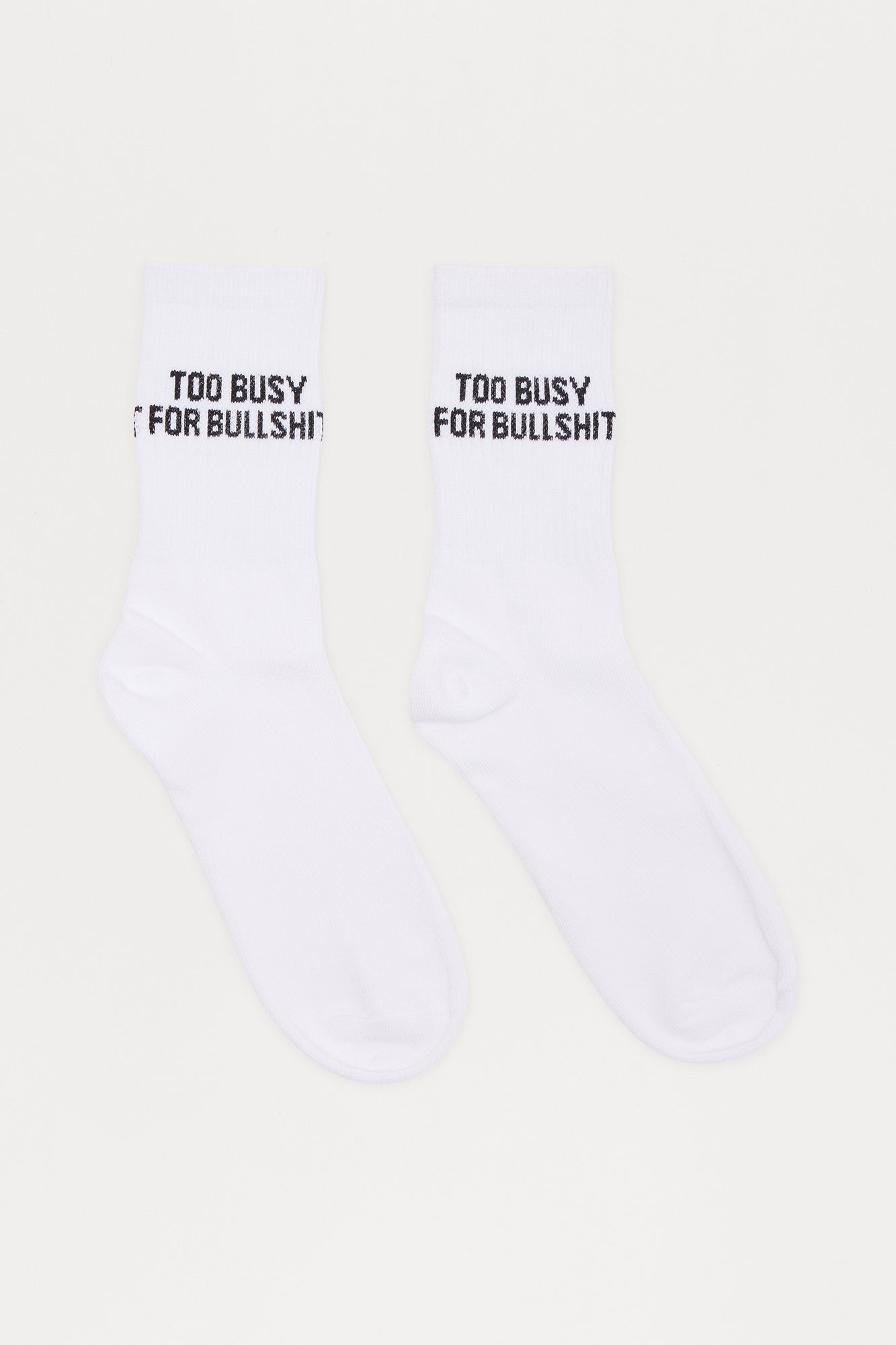 Too Busy For BS Socks - White/Black