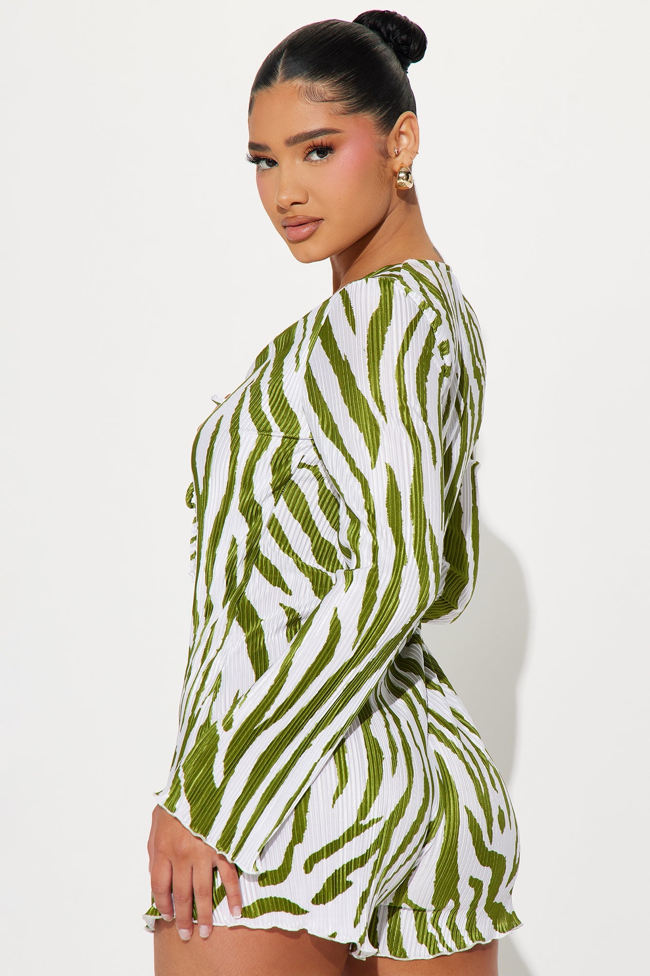Been Wildin' Plisse Romper - Green