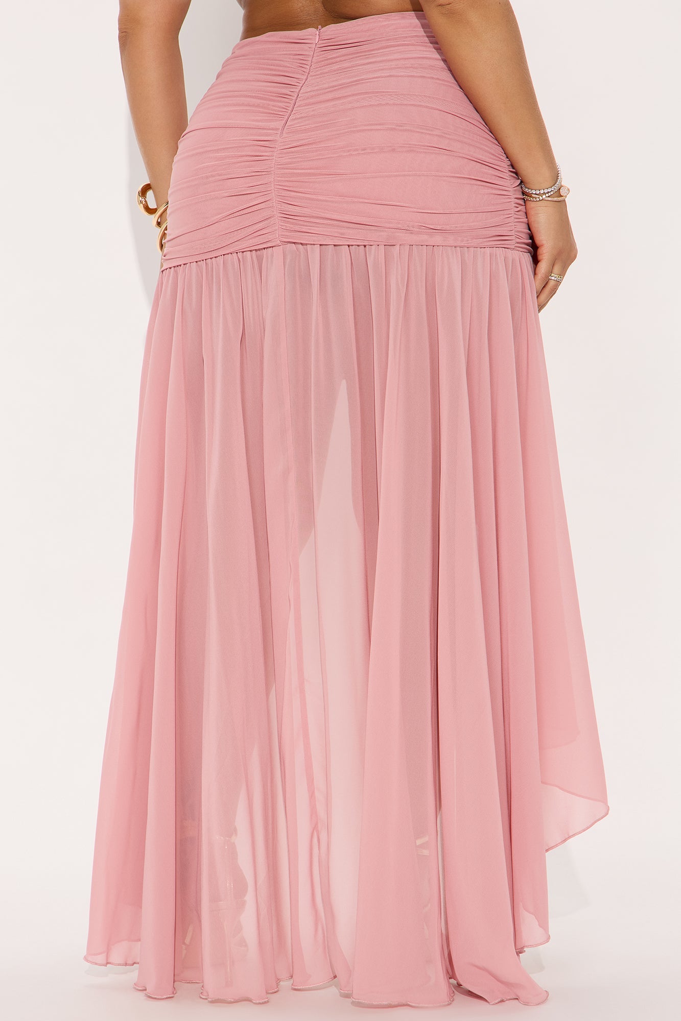 Aria Asymmetrical High Low Maxi Skirt - Mauve