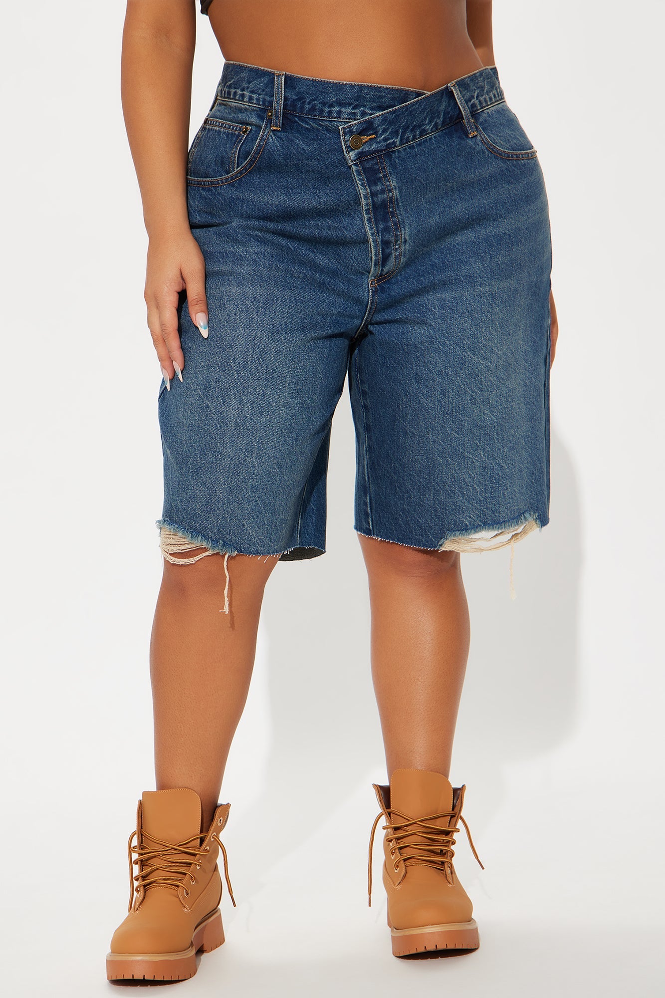 The Crossover Baggy Denim Jorts - Dark Wash