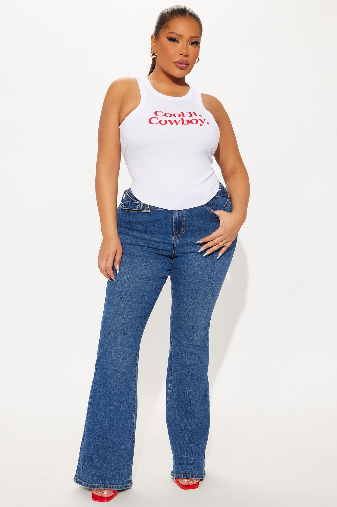 Cool It Cowboy Tank Top - White
