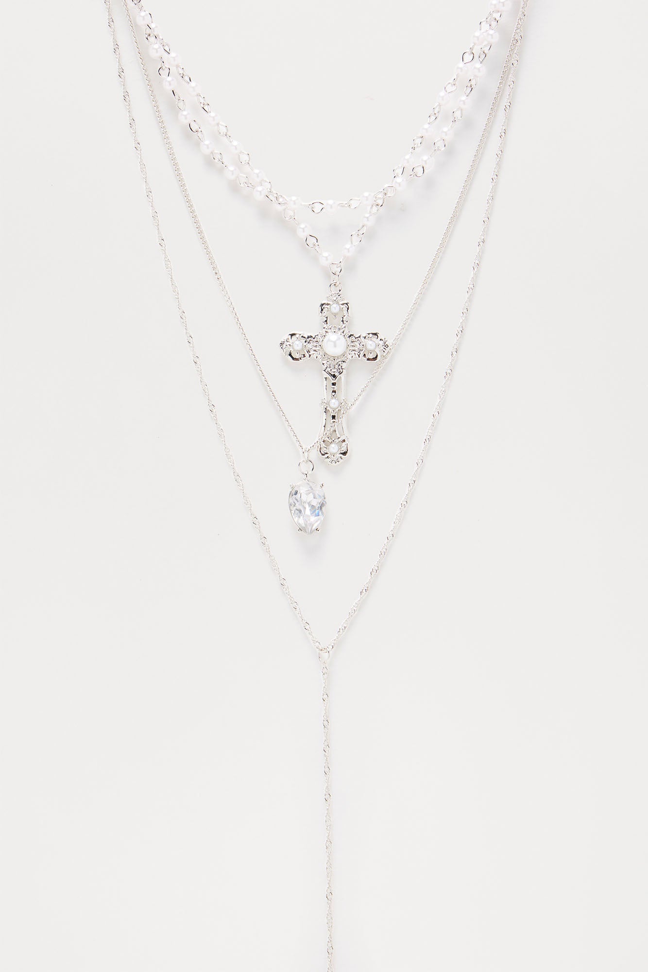 Pearls From Haven Layered Statement Necklace - Silver