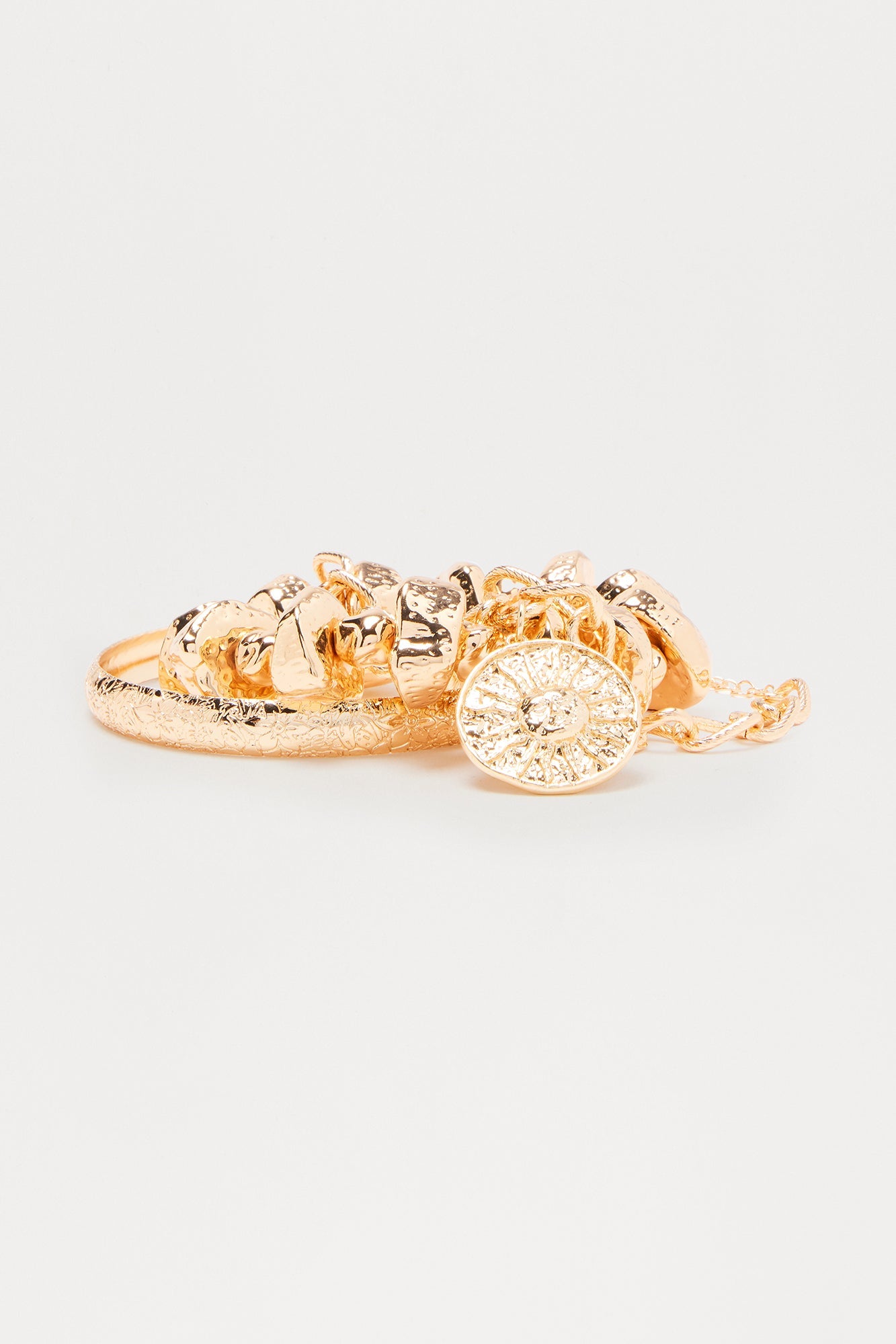 Moroccan Summer Charmed & Beaded 3 Piece Bracelet Set - Gold