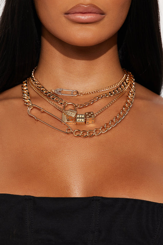 On A Roll Statement Layered Necklace - Gold