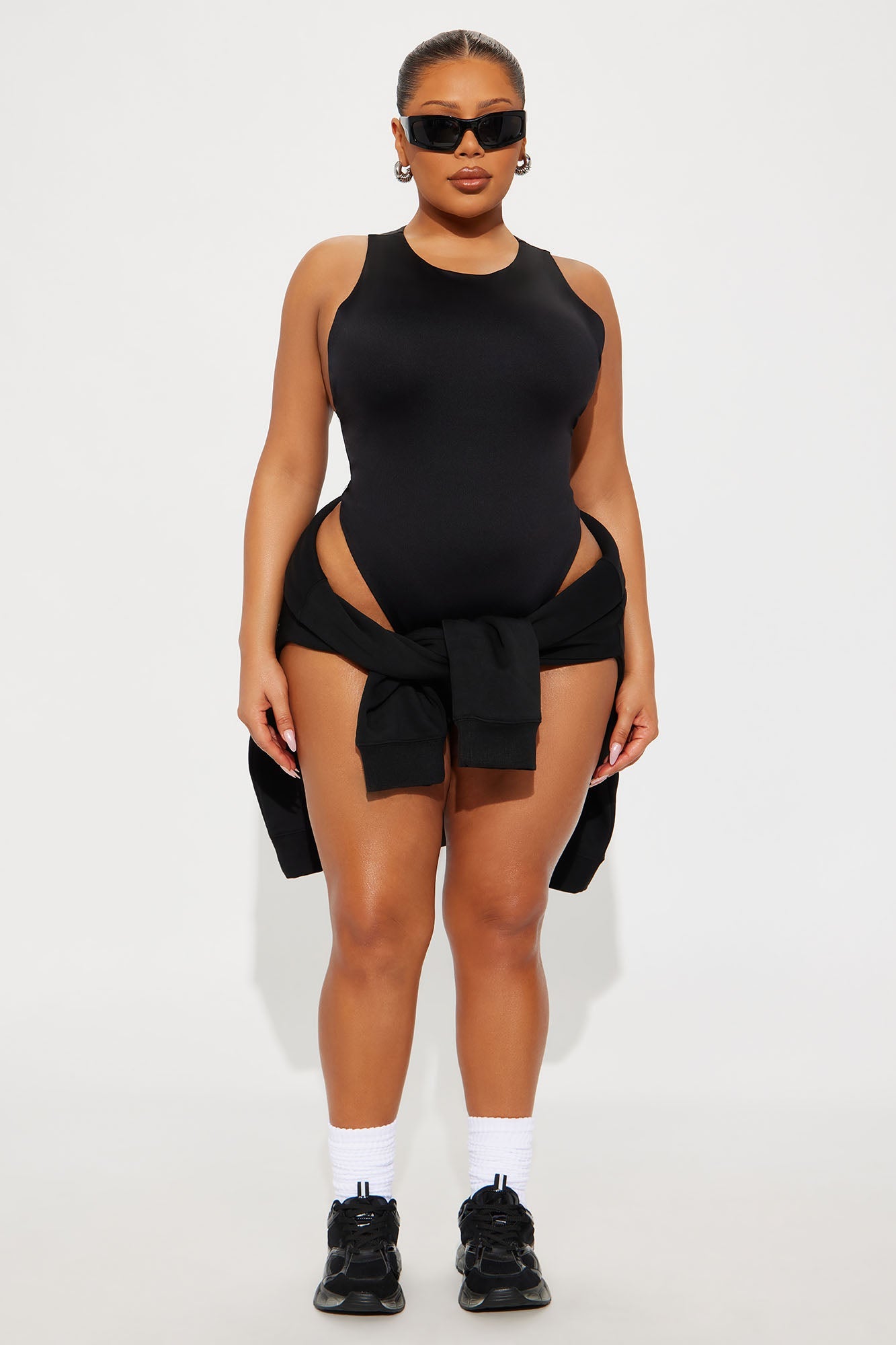 Contour Double Lined Scoop Neck Bodysuit - Black