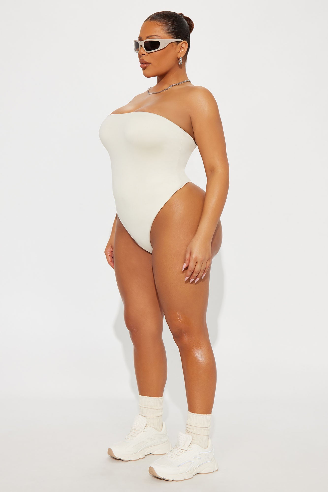 Contour Double Lined Strapless Bodysuit - Bone
