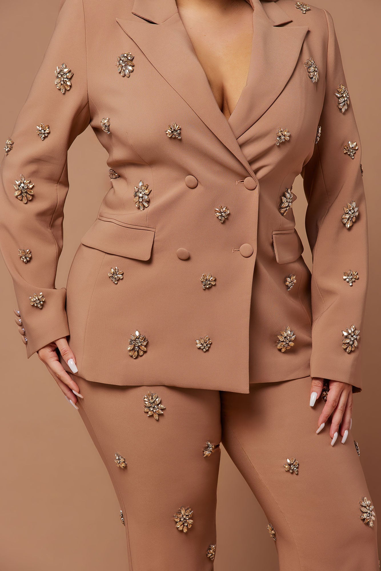 Verona Embellished Pant - Mocha