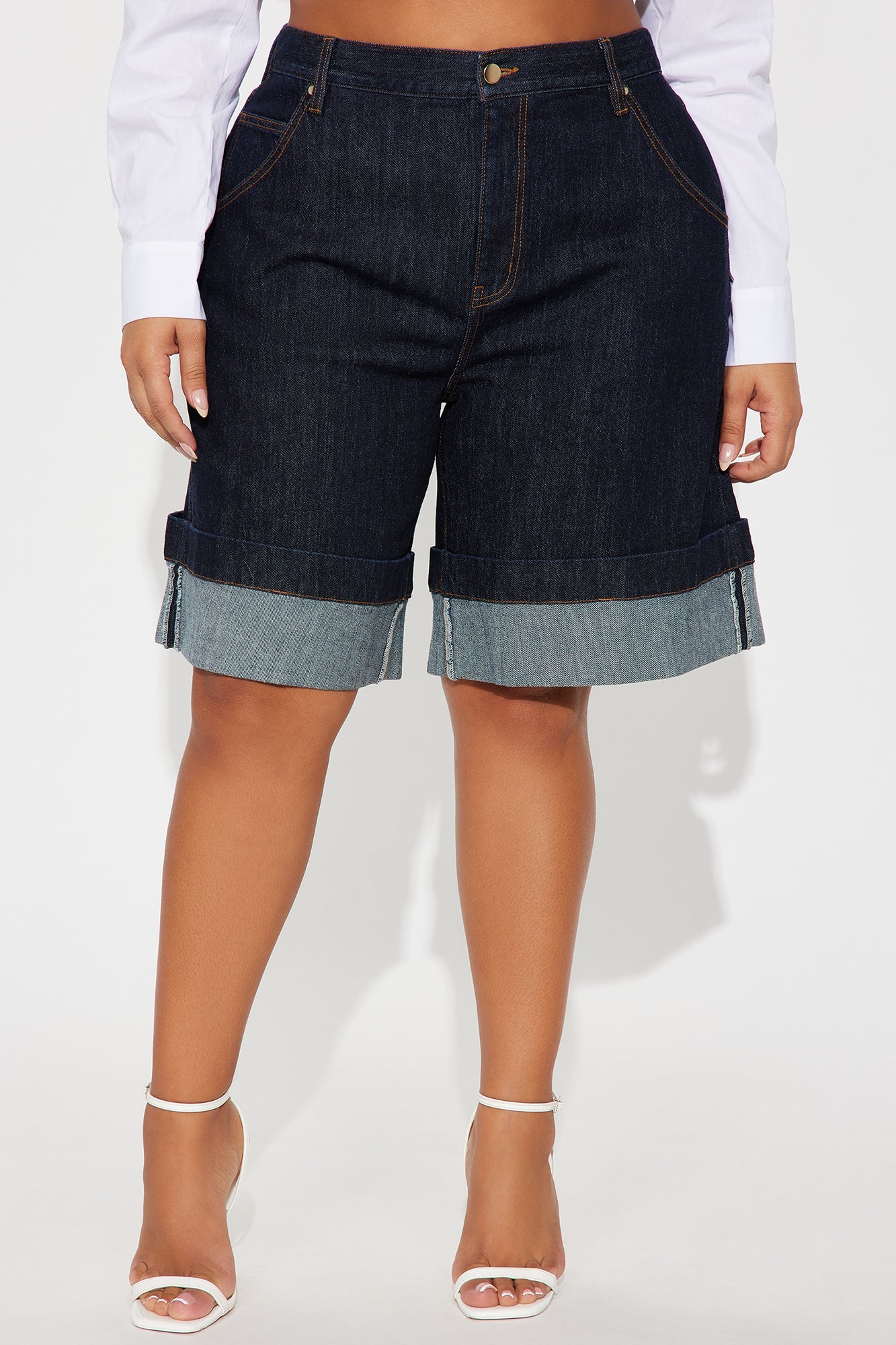 Kennedy Cuffed Bermuda Denim Shorts - Dark Wash