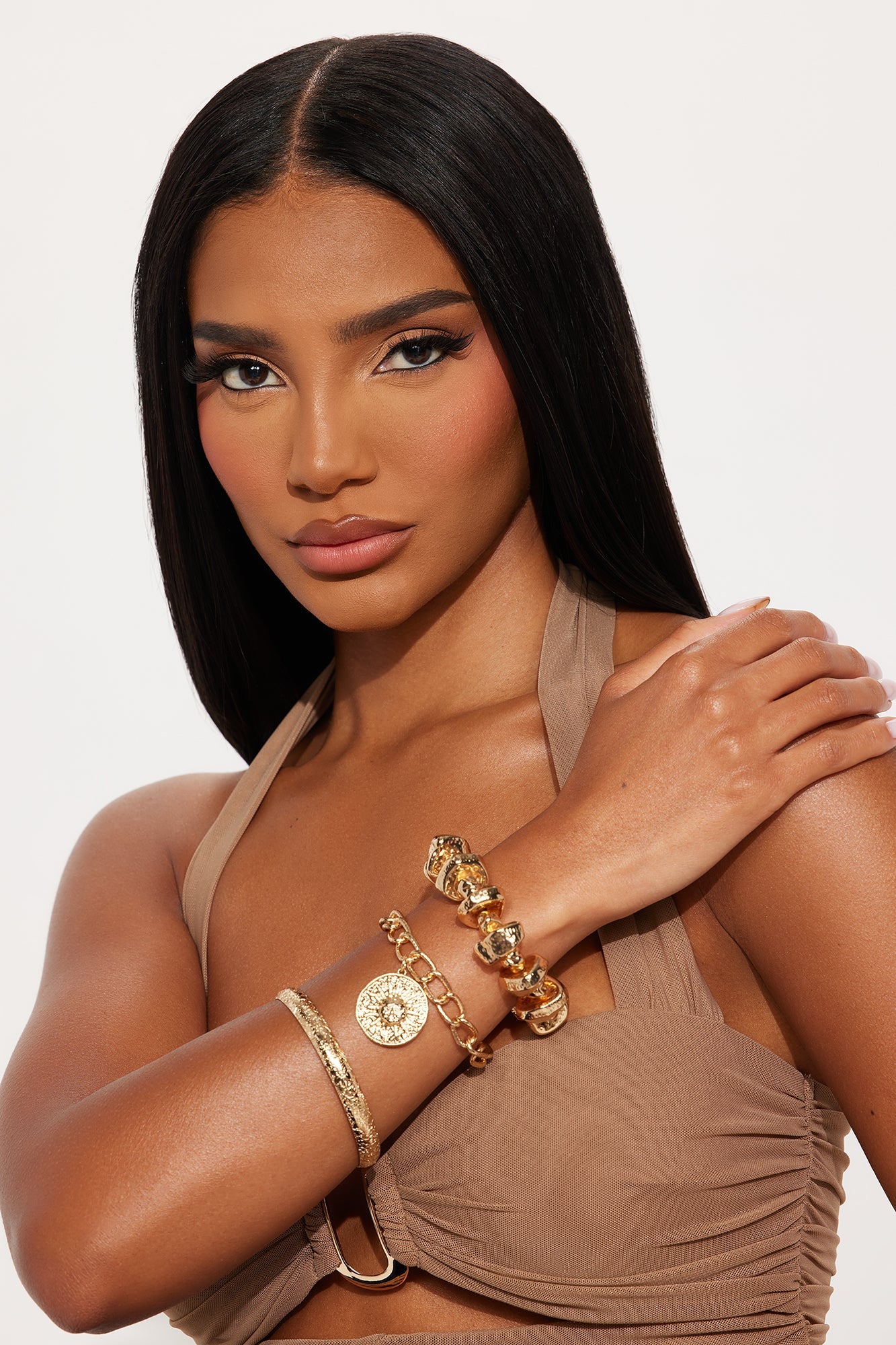 Moroccan Summer Charmed & Beaded 3 Piece Bracelet Set - Gold