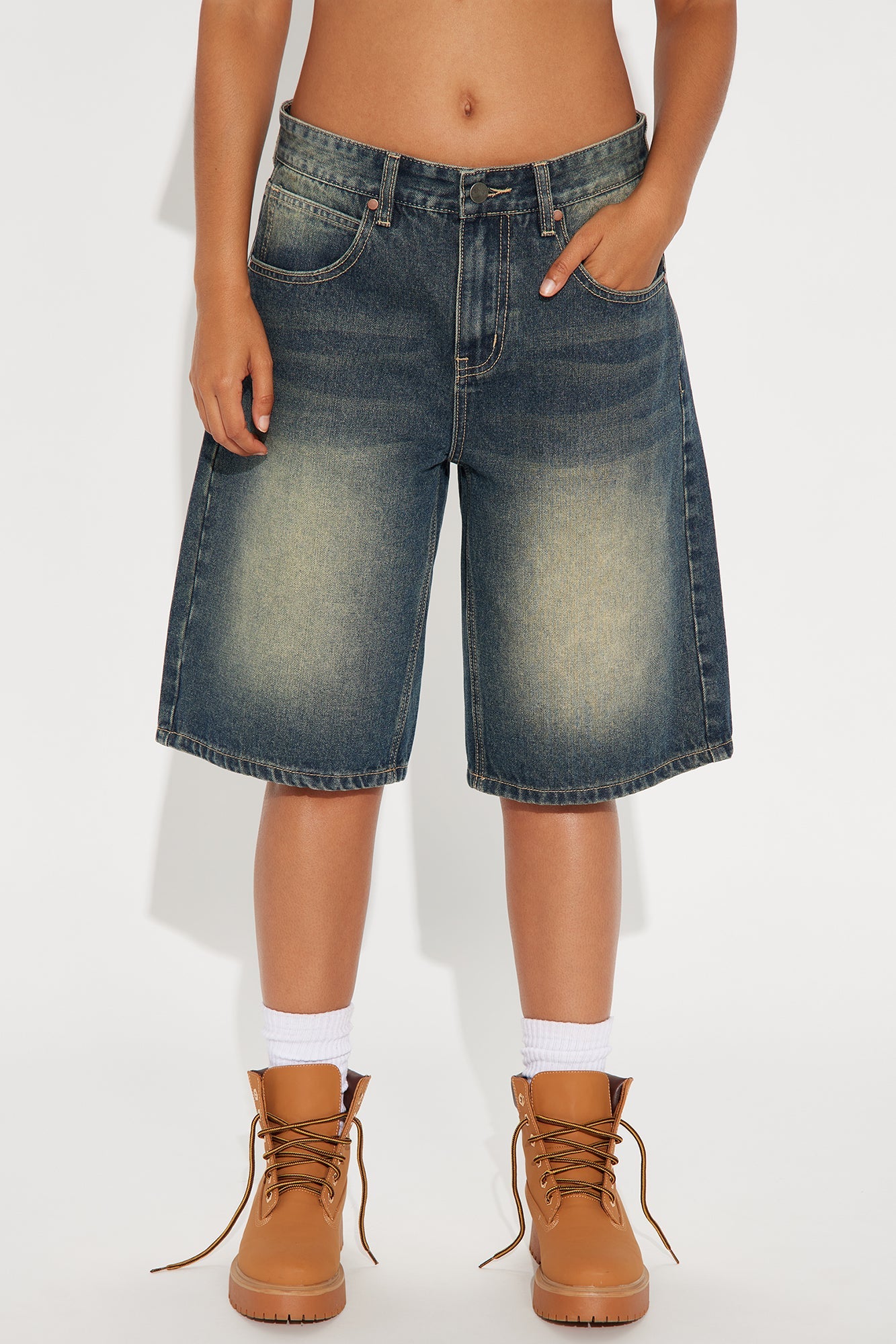 Basic Tinted Denim Jorts - Vintage Wash