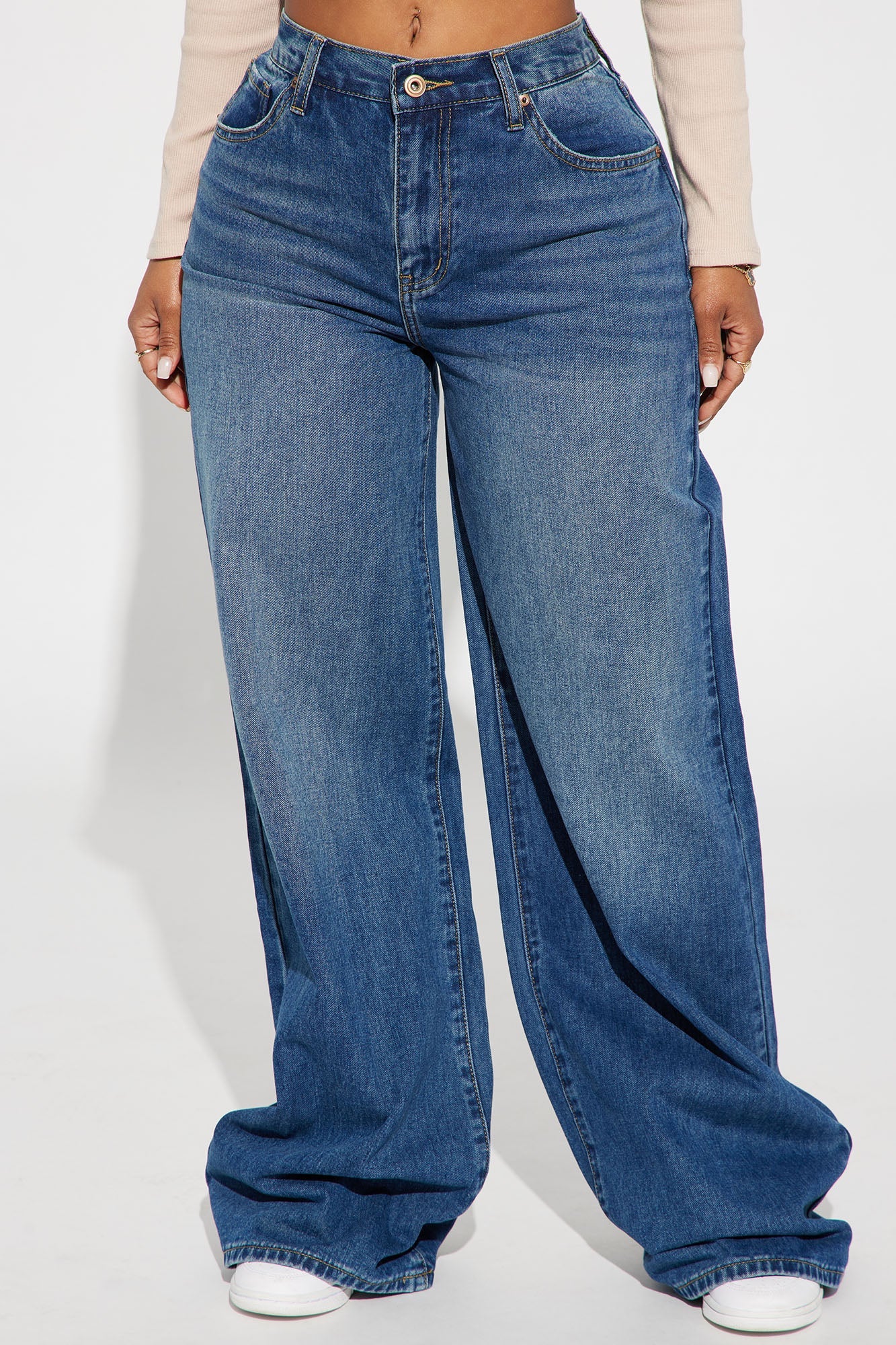 Chelsea Drop Waist Baggy Jeans - Medium Wash