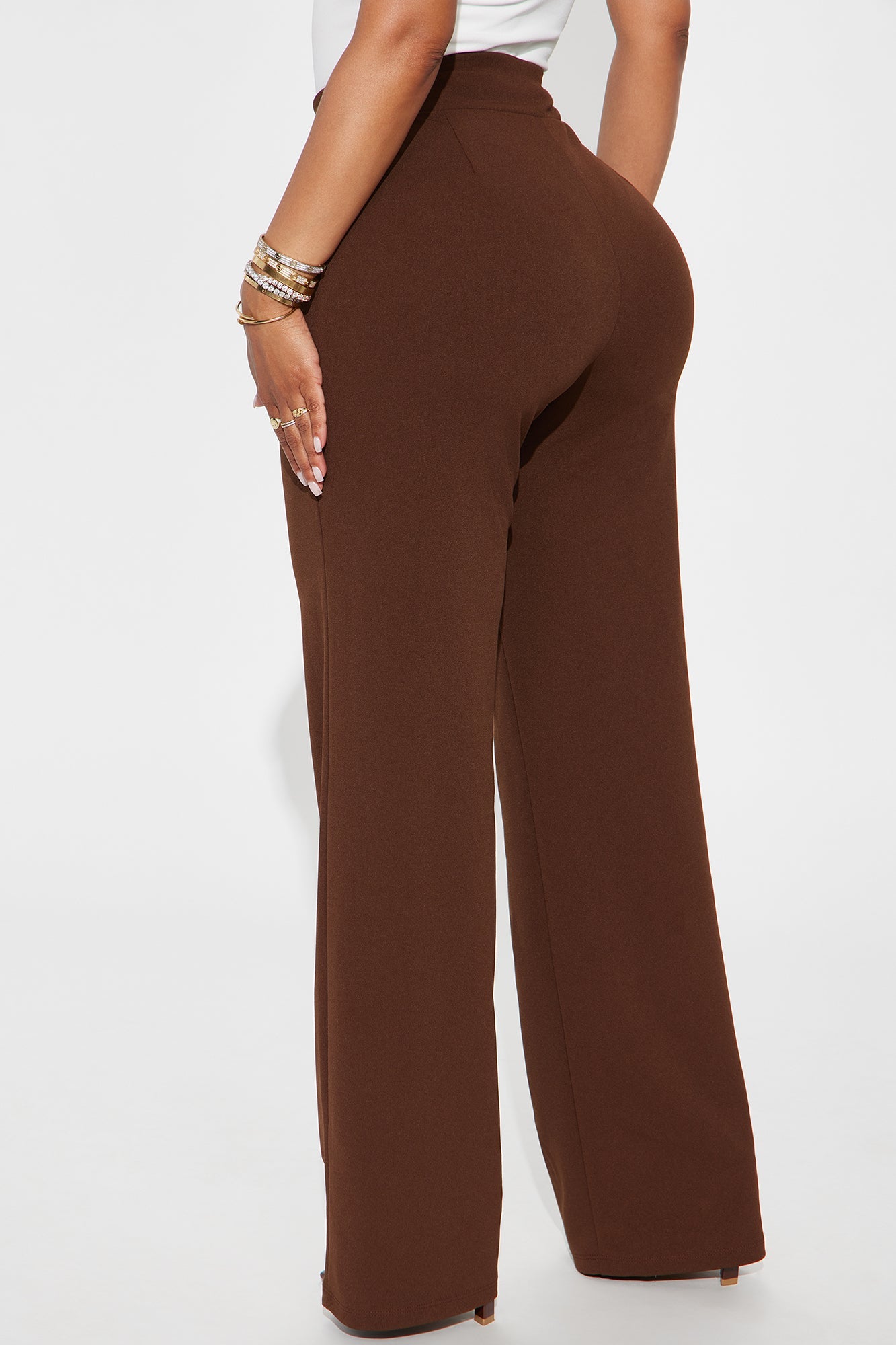 Office Tea Straight Leg Trouser Pant - Chocolate