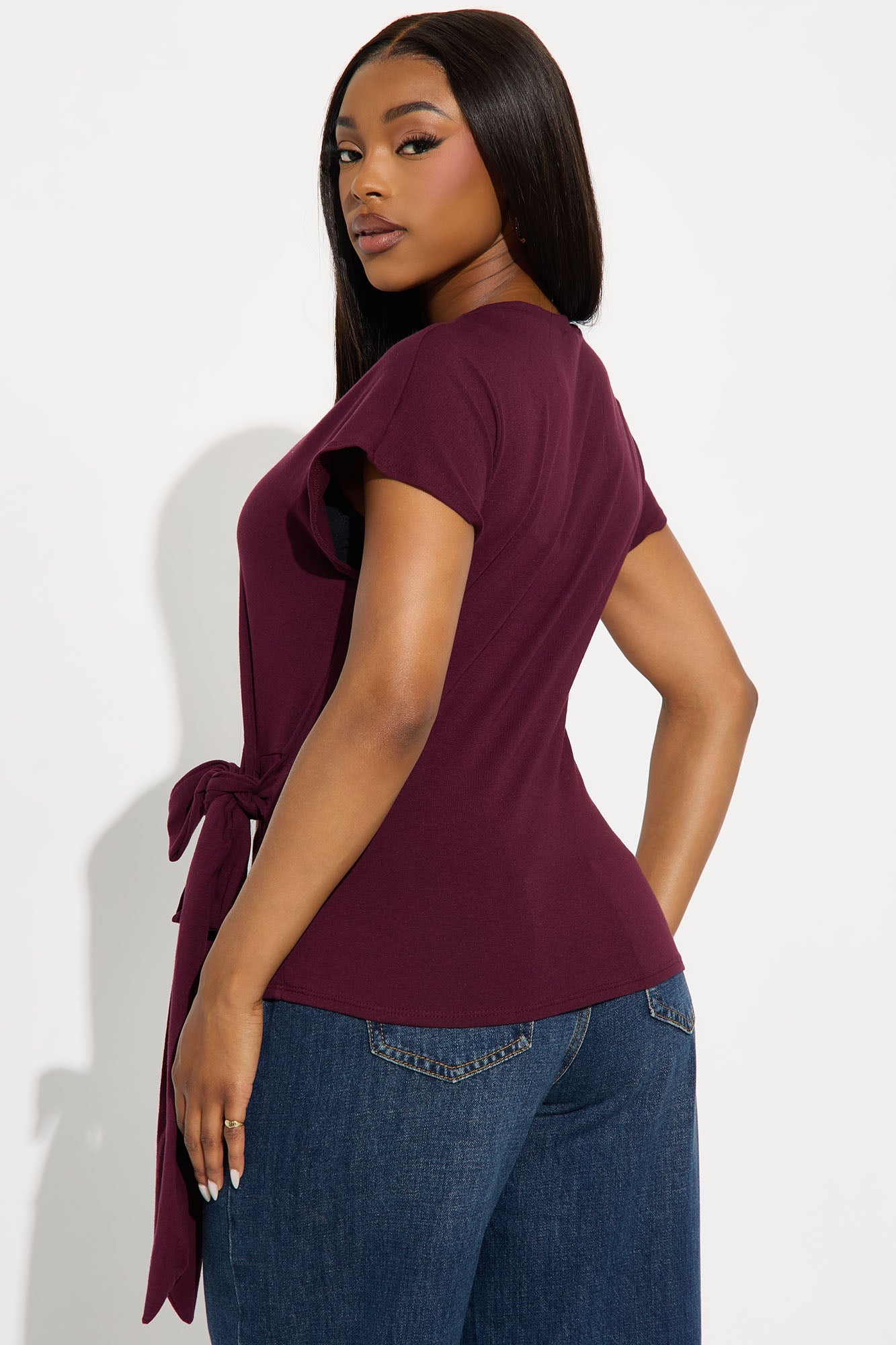 Penny Tie Waist Tshirt - Plum
