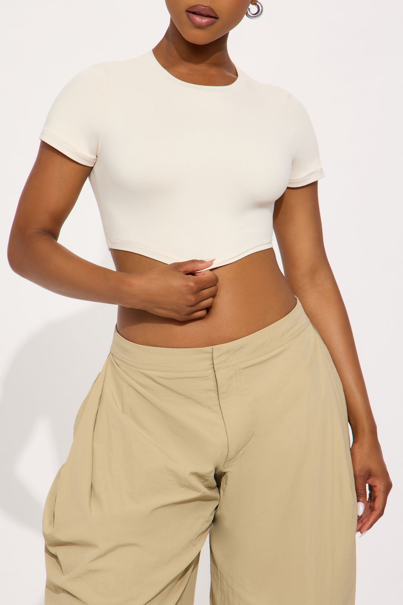 Second Skin Double Lined Super Cropped Tee - Bone