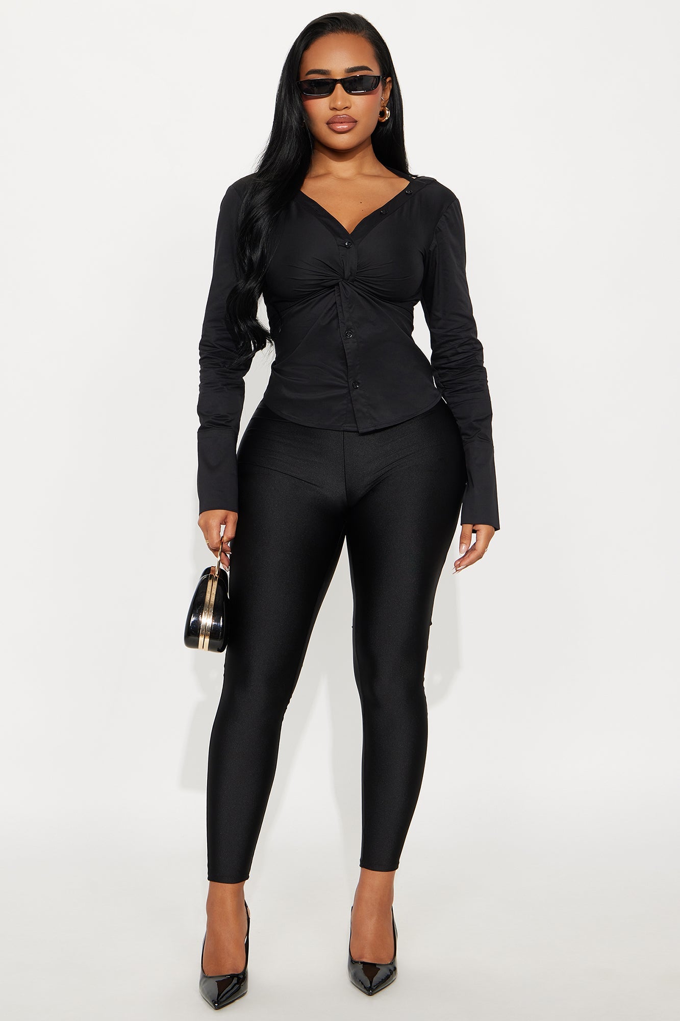 Do You Mind Off Shoulder Poplin Top - Black