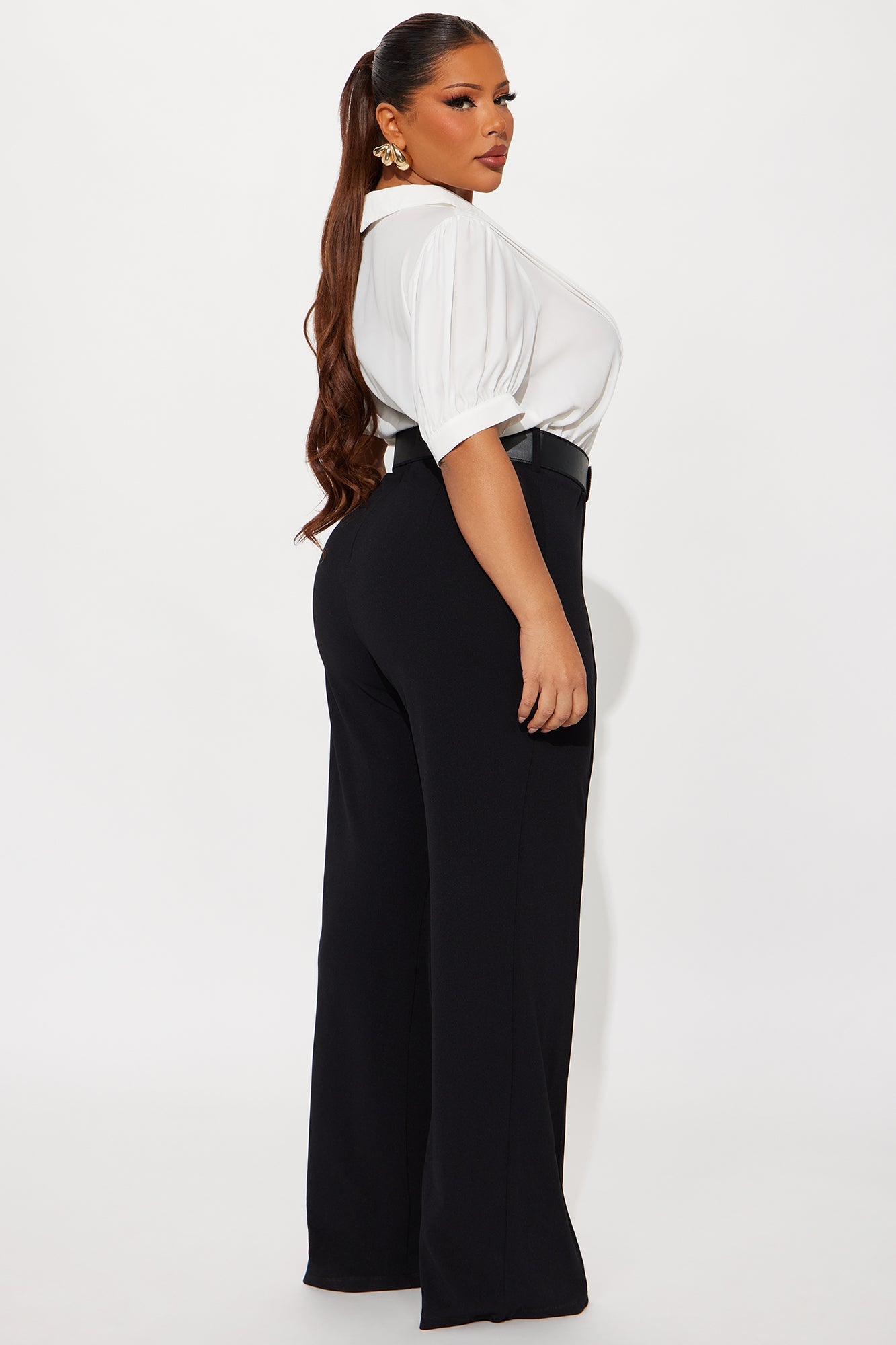 Solany Belted Jumpsuit - White/Black