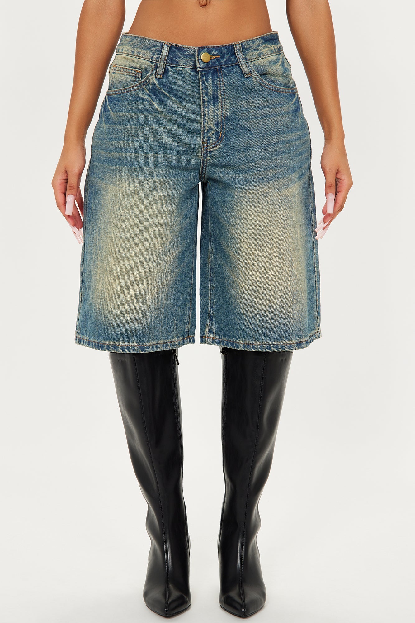 Someone Else Tinted Denim Jorts - Vintage Wash
