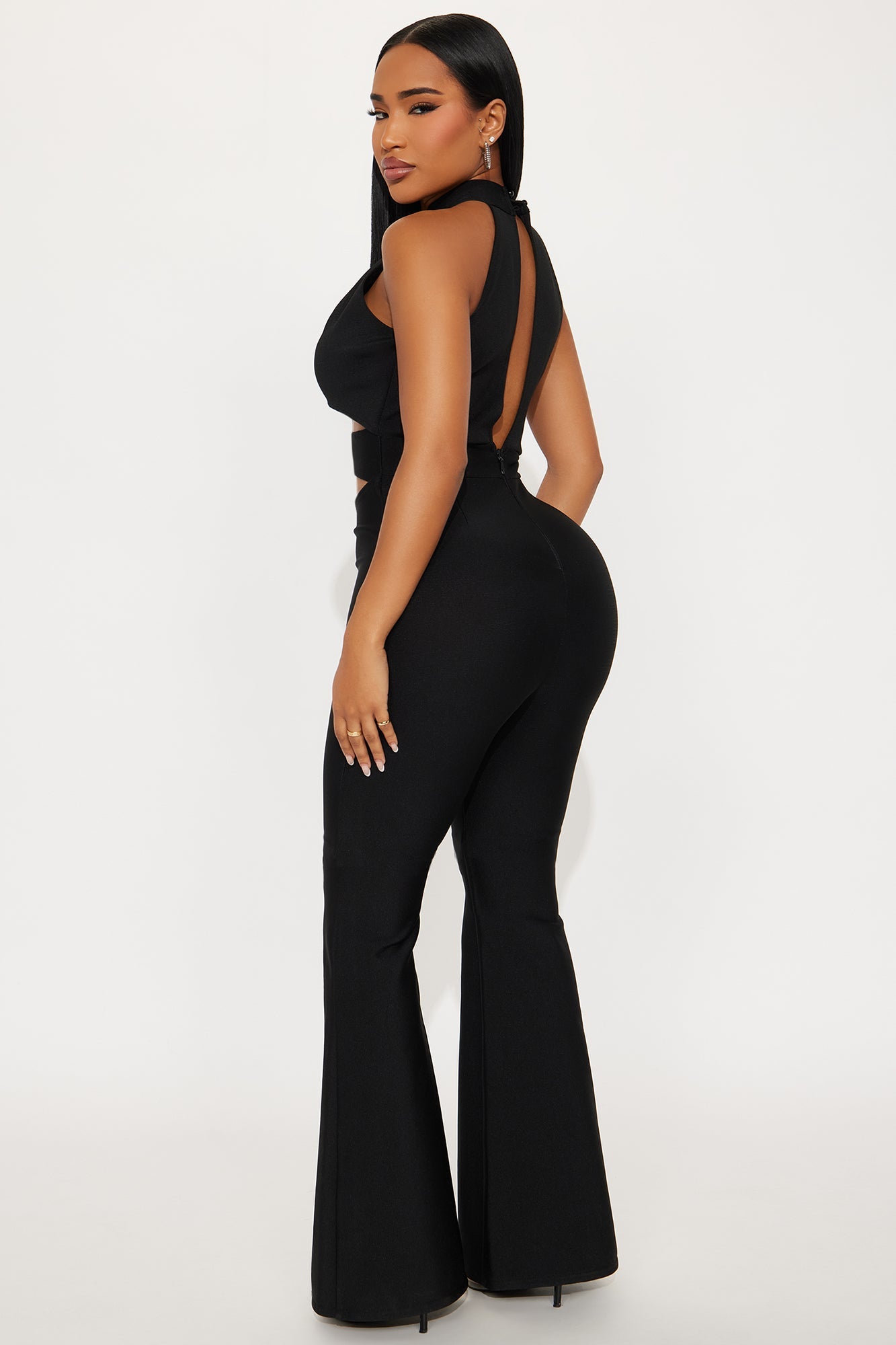 Lily Bandage Flare Leg Jumpsuit - Black