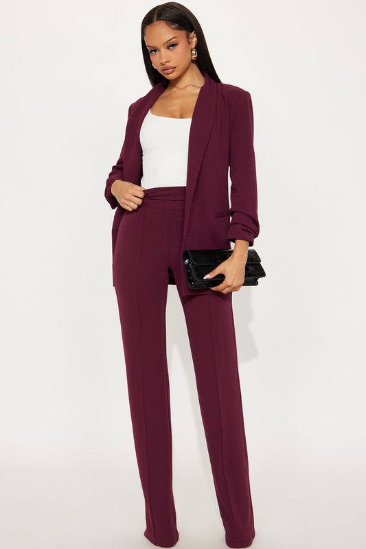Tall Victoria High Waisted Dress Pants - Burgundy
