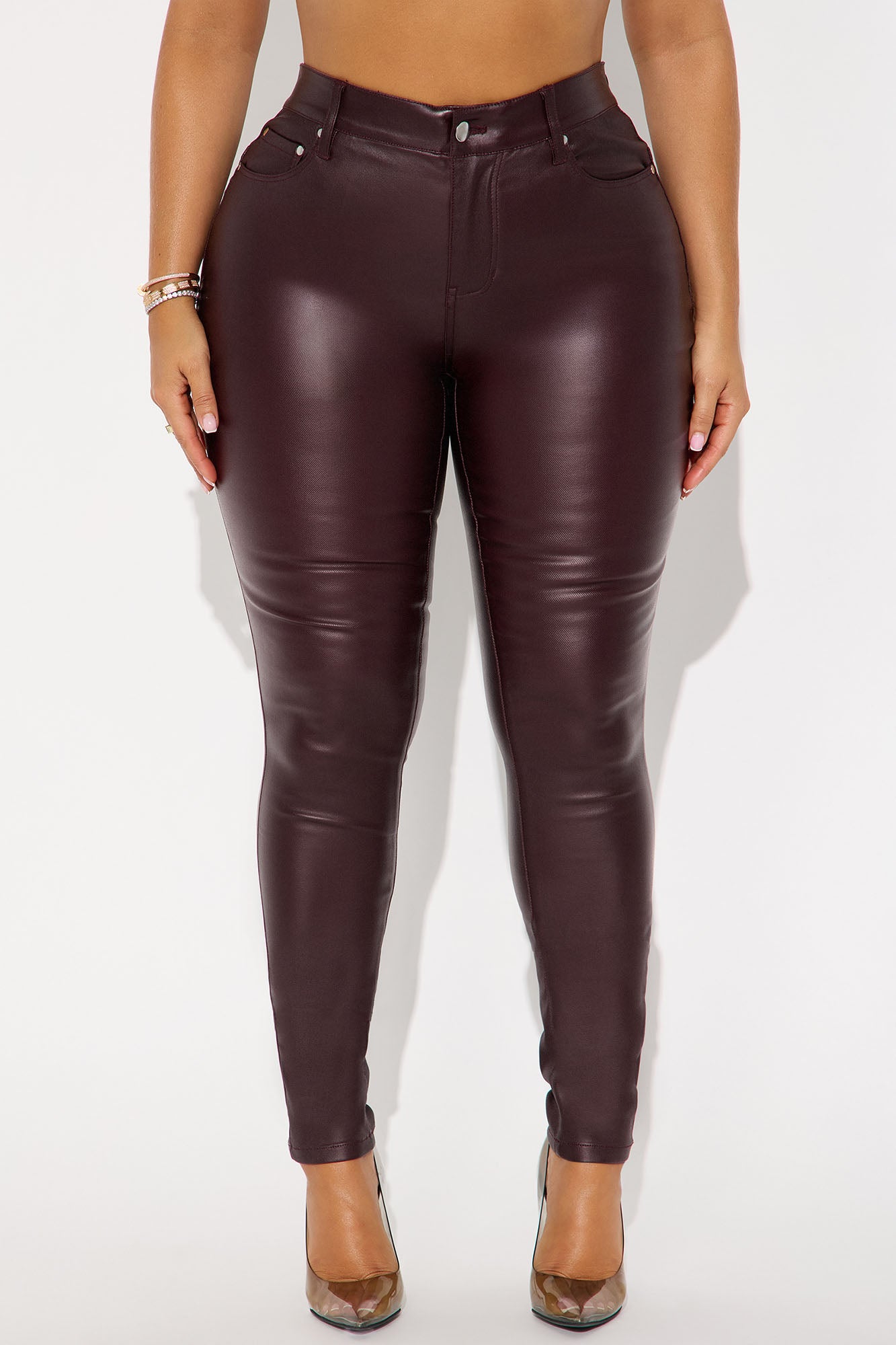 She Bad PU Leather Pant - Wine