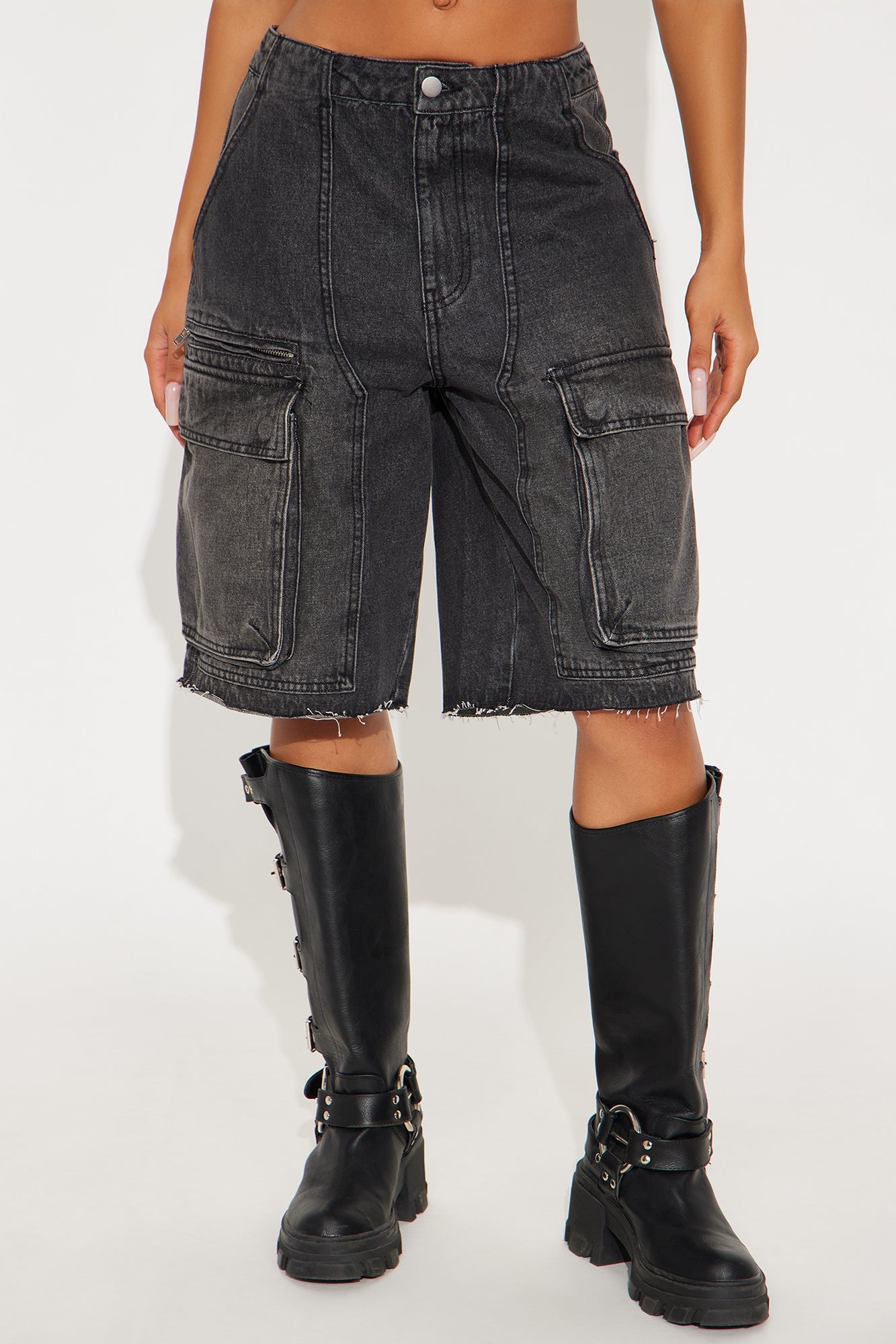 Parker Denim Cargo Jorts - Black Wash