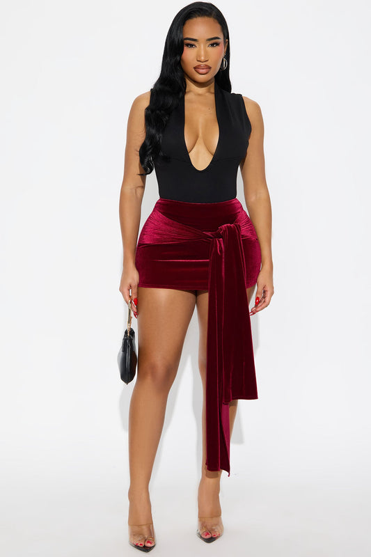 A Velvet Affair Micro Mini Skirt - Burgundy