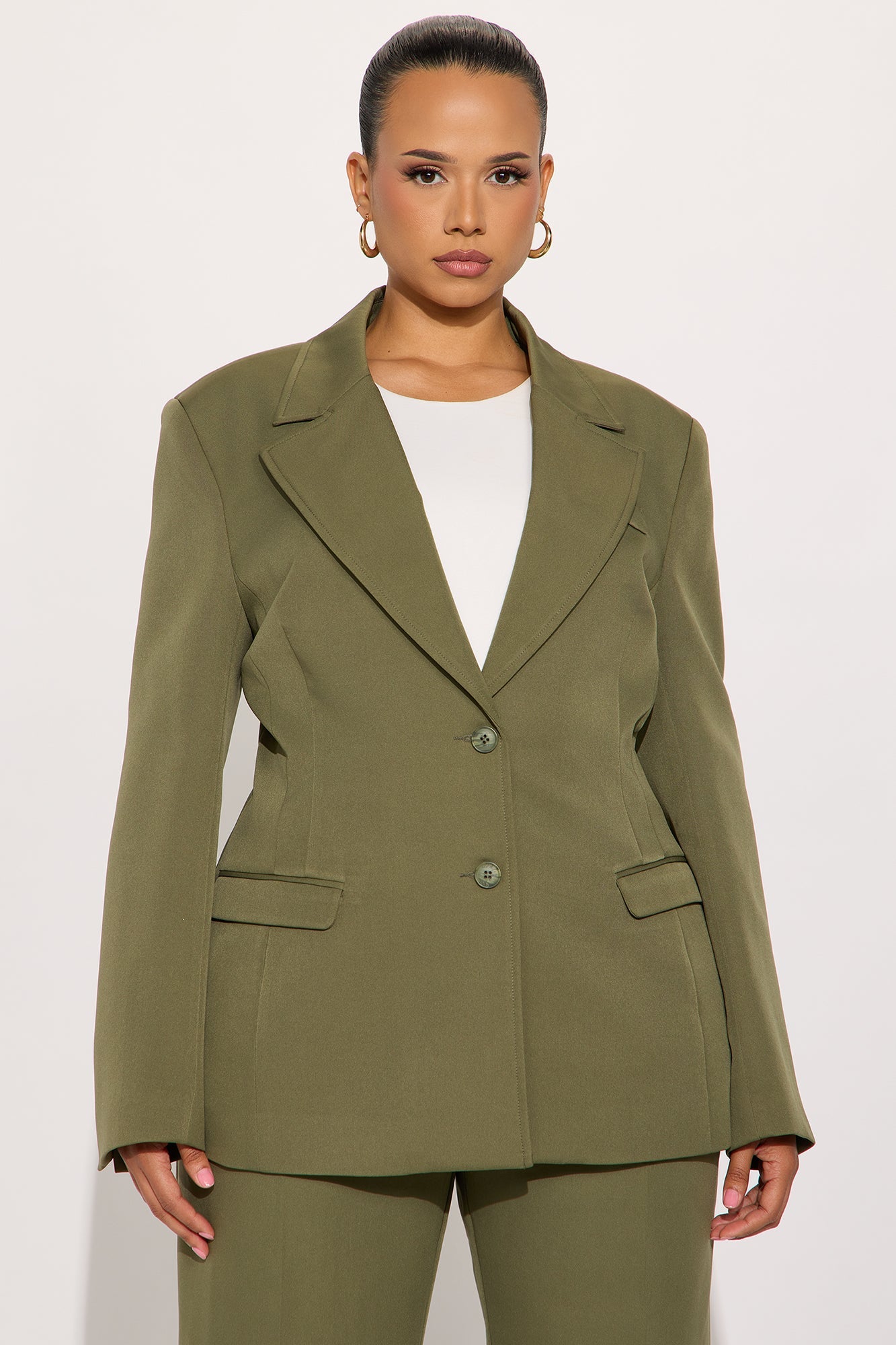 Kendall Hourglass Fitted Blazer - Olive
