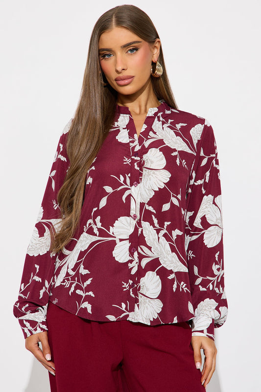 Floral Emotions Top - Burgundy/combo