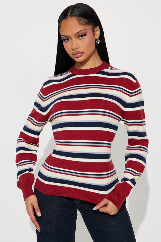 Leah Striped Sweater - Red/combo