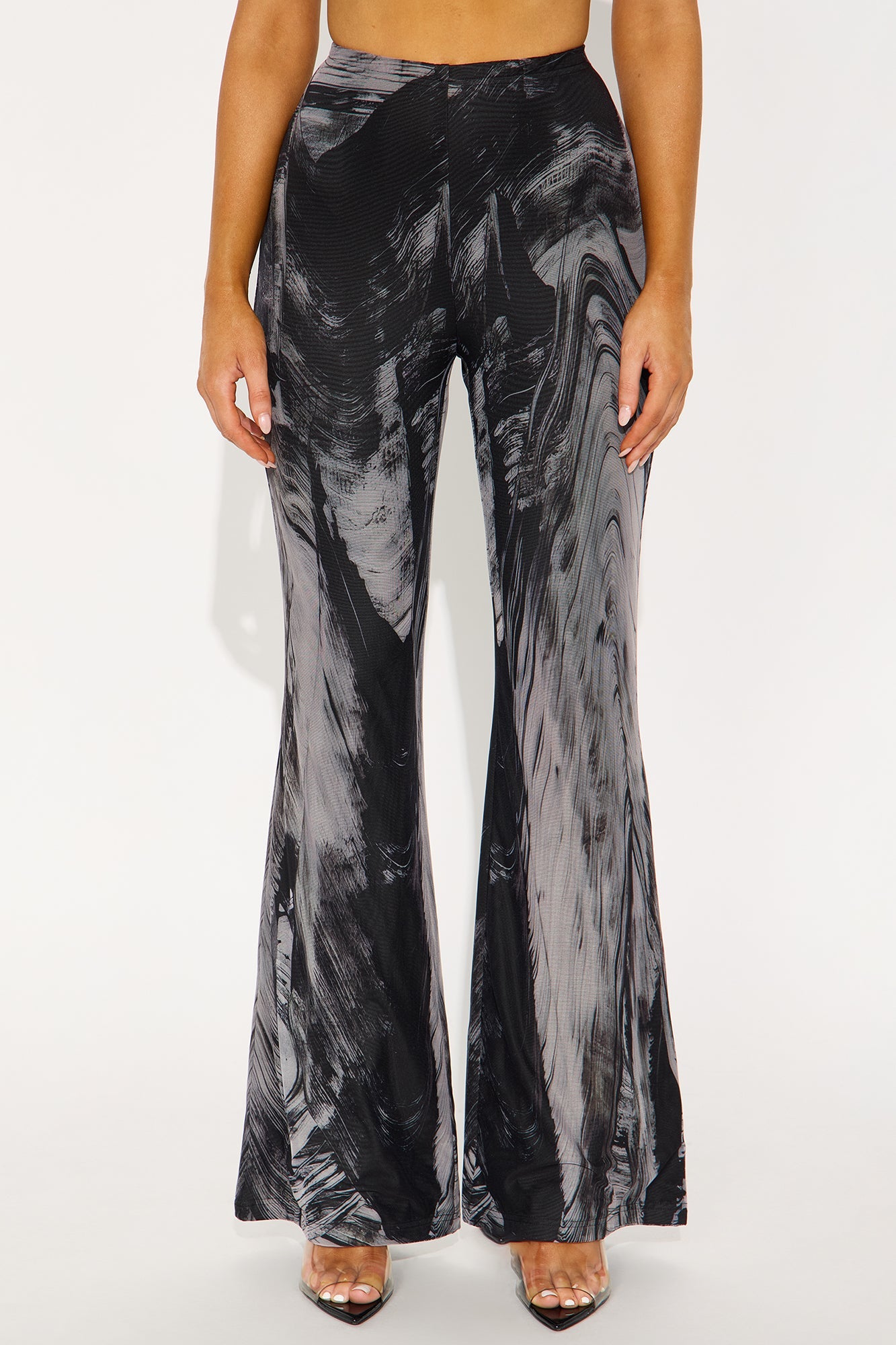 Mood Change Marbled Mesh Flare Pant 32″ - Grey/combo