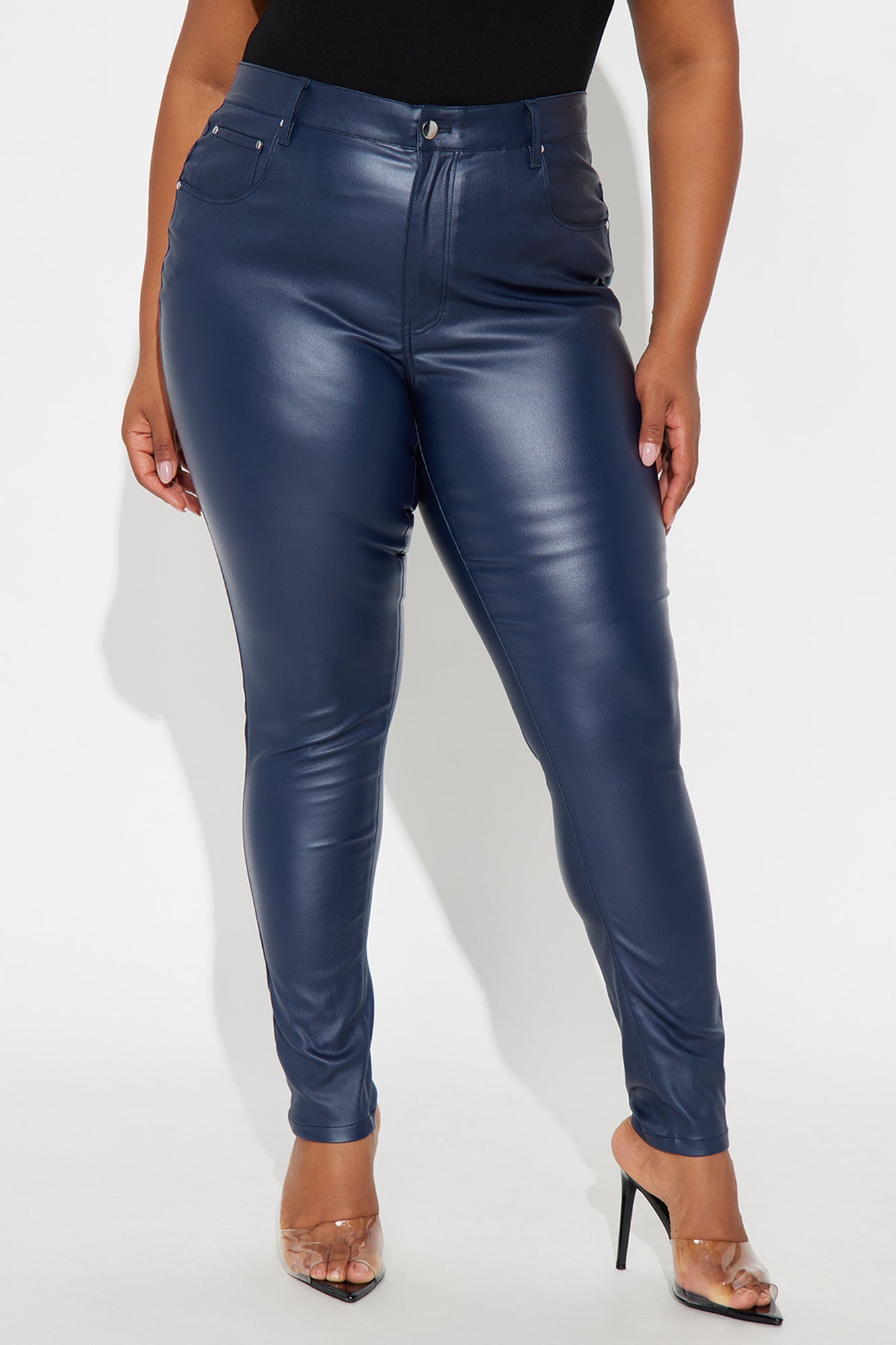 She Bad PU Leather Pant - Navy